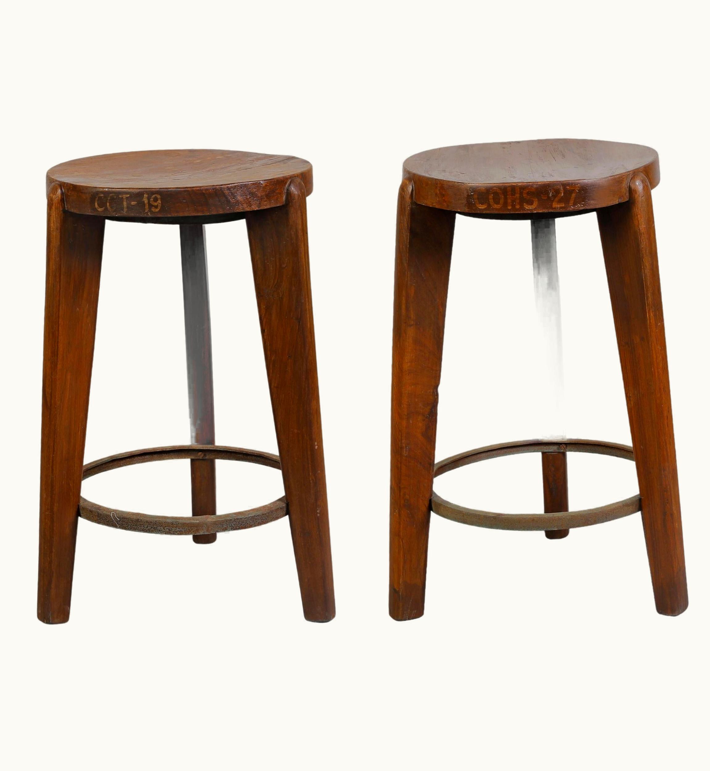 Pierre Jeanneret Pierre Jeanneret PJ-SI-22-A Pair Of Stools / Authentic Mid-Century Modern