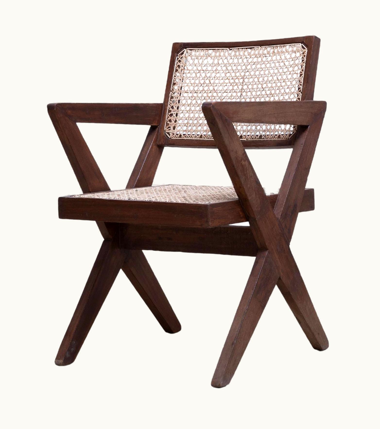 Pierre Jeanneret Pierre Jeanneret X-Leg Office Chair, Circa 1960s, Chandigarh, India