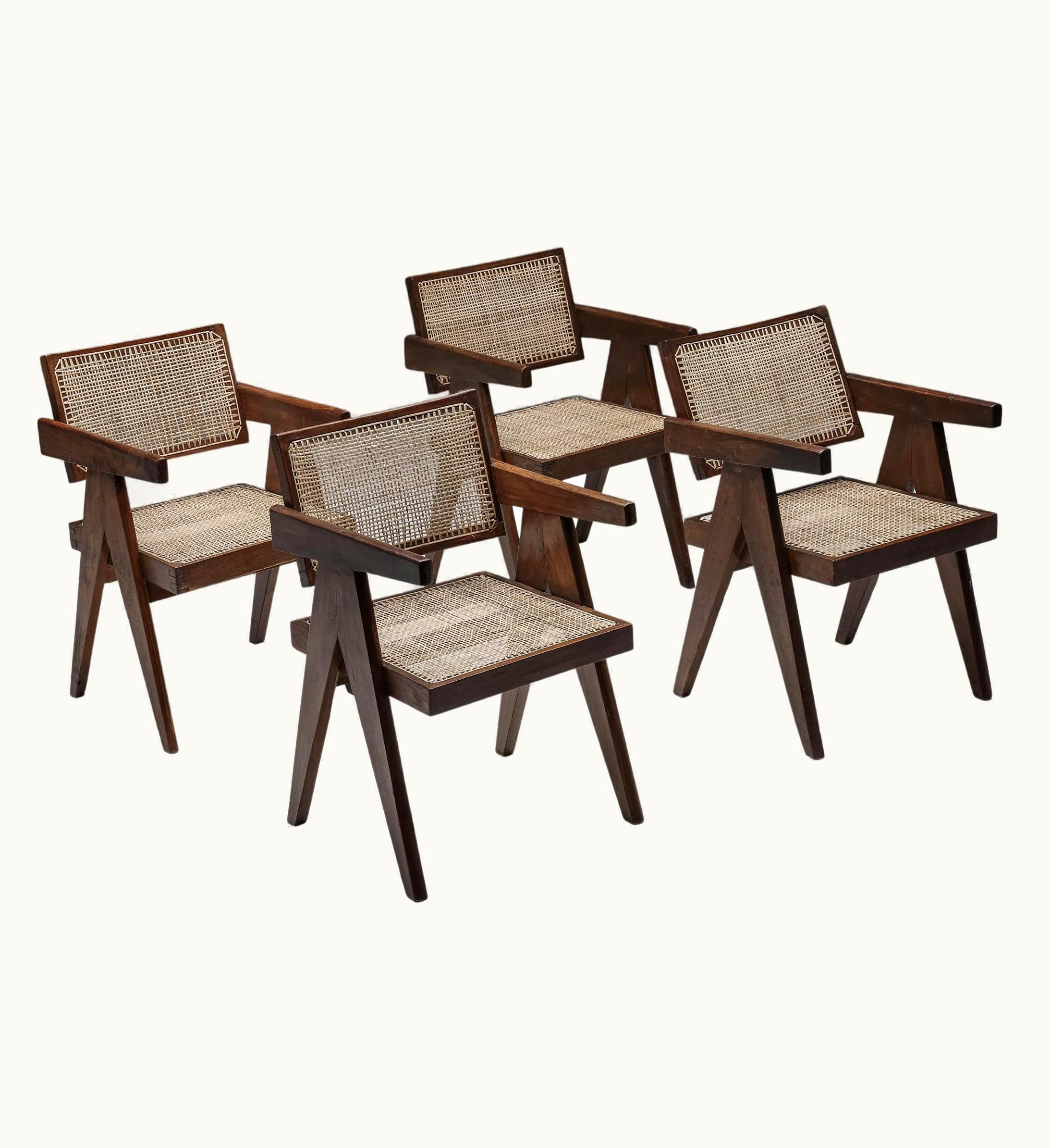 Pierre Jeanneret Pierre Jeanneret Office Cane Chairs By Pierre Jeanneret, PJ-SI-28-A, Chandigarh, 1955