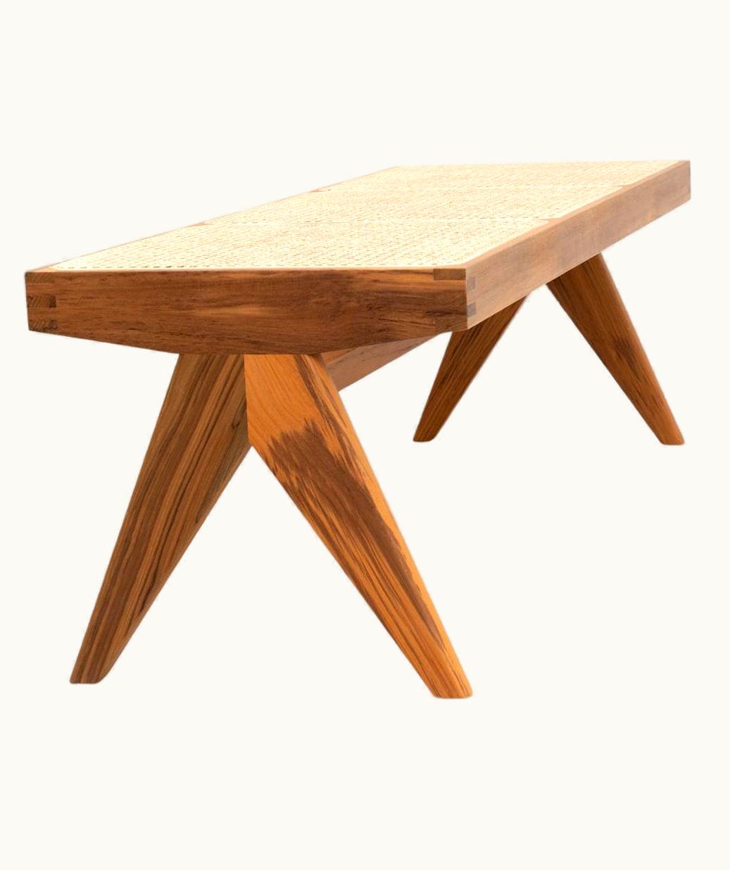 Pierre Jeanneret Pierre Jeanneret 057 Civil Bench, Wood And Woven Viennese Cane