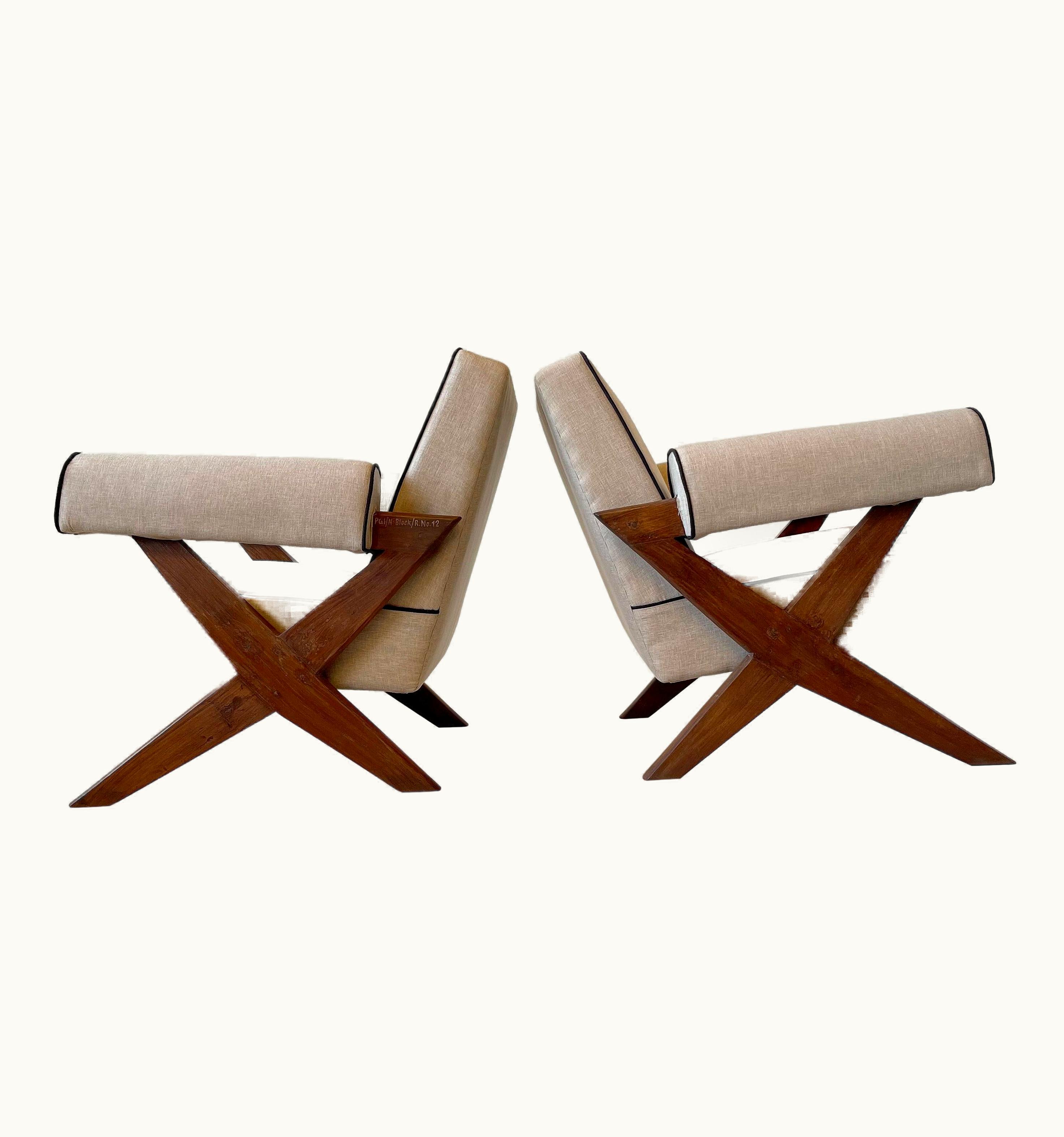 Pierre Jeanneret Pierre Jeanneret PJ-SI-48-A Upholstered Armchairs In Teak