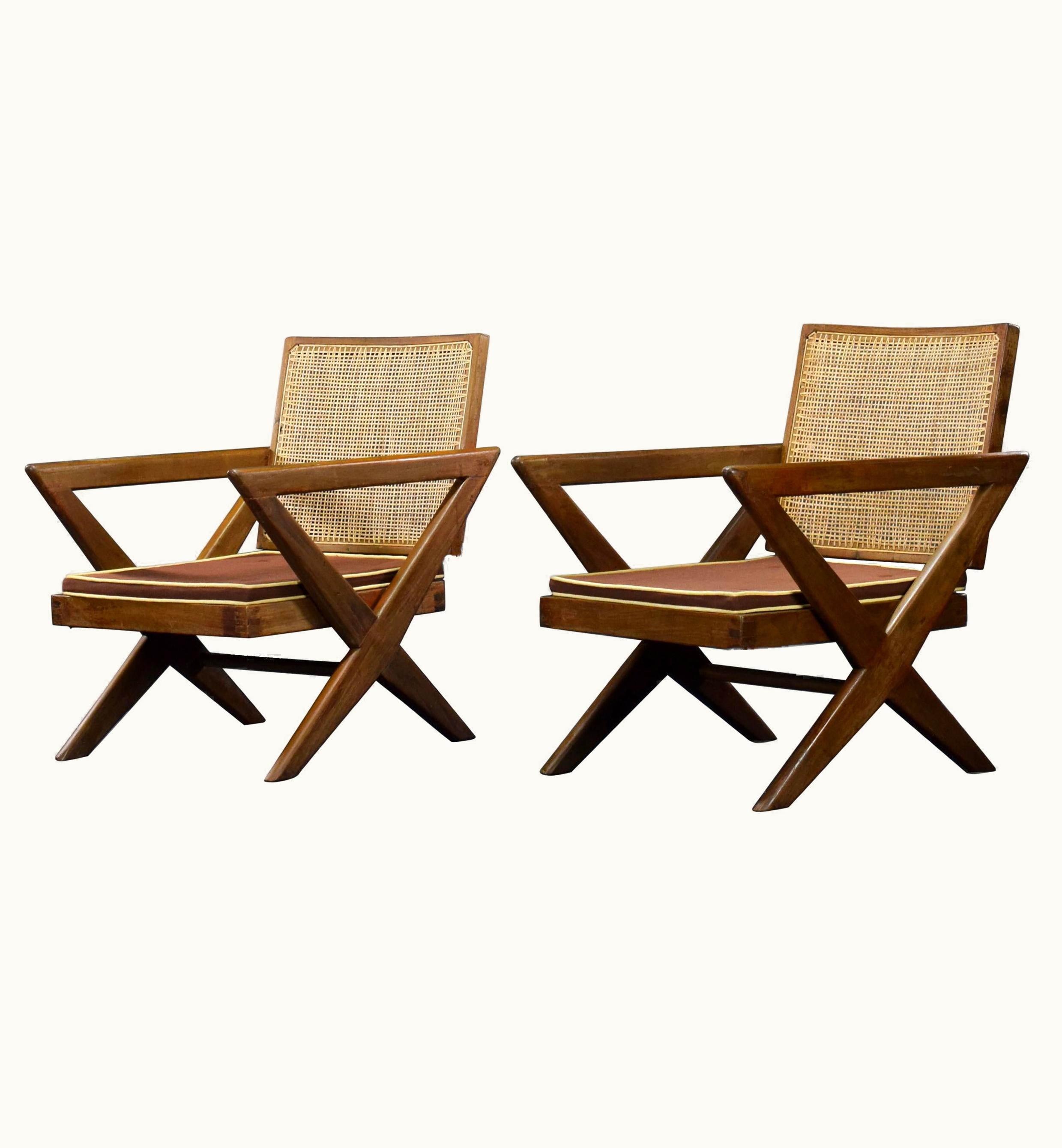 Pierre Jeanneret Pierre Jeanneret Pair Of X-Leg Chairs PJ-SI-45-A / Authentic Midcentury