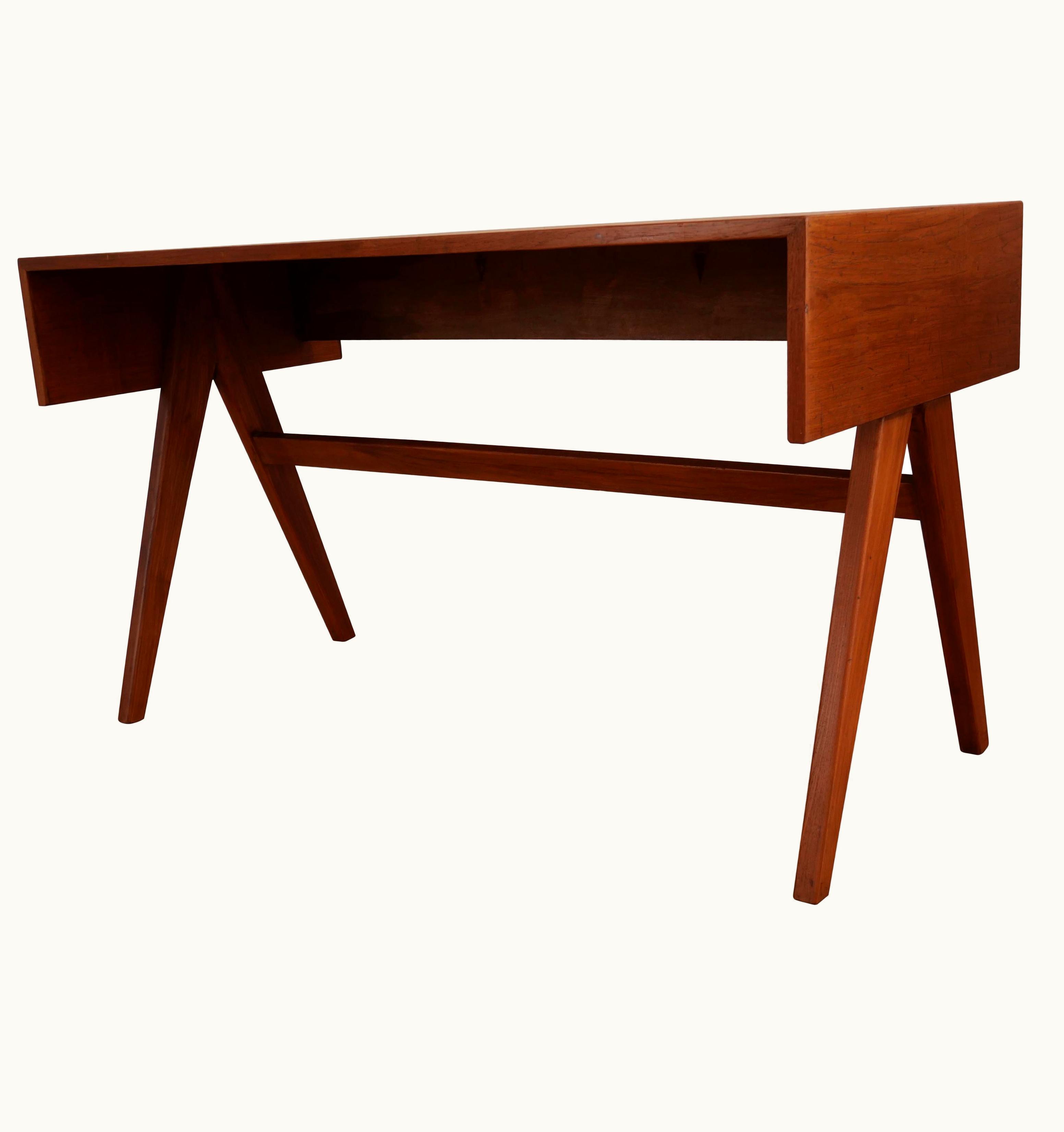 Pierre Jeanneret Pierre Jeanneret Desk Compas Legs, Teck, Chandigarh, India, 1960