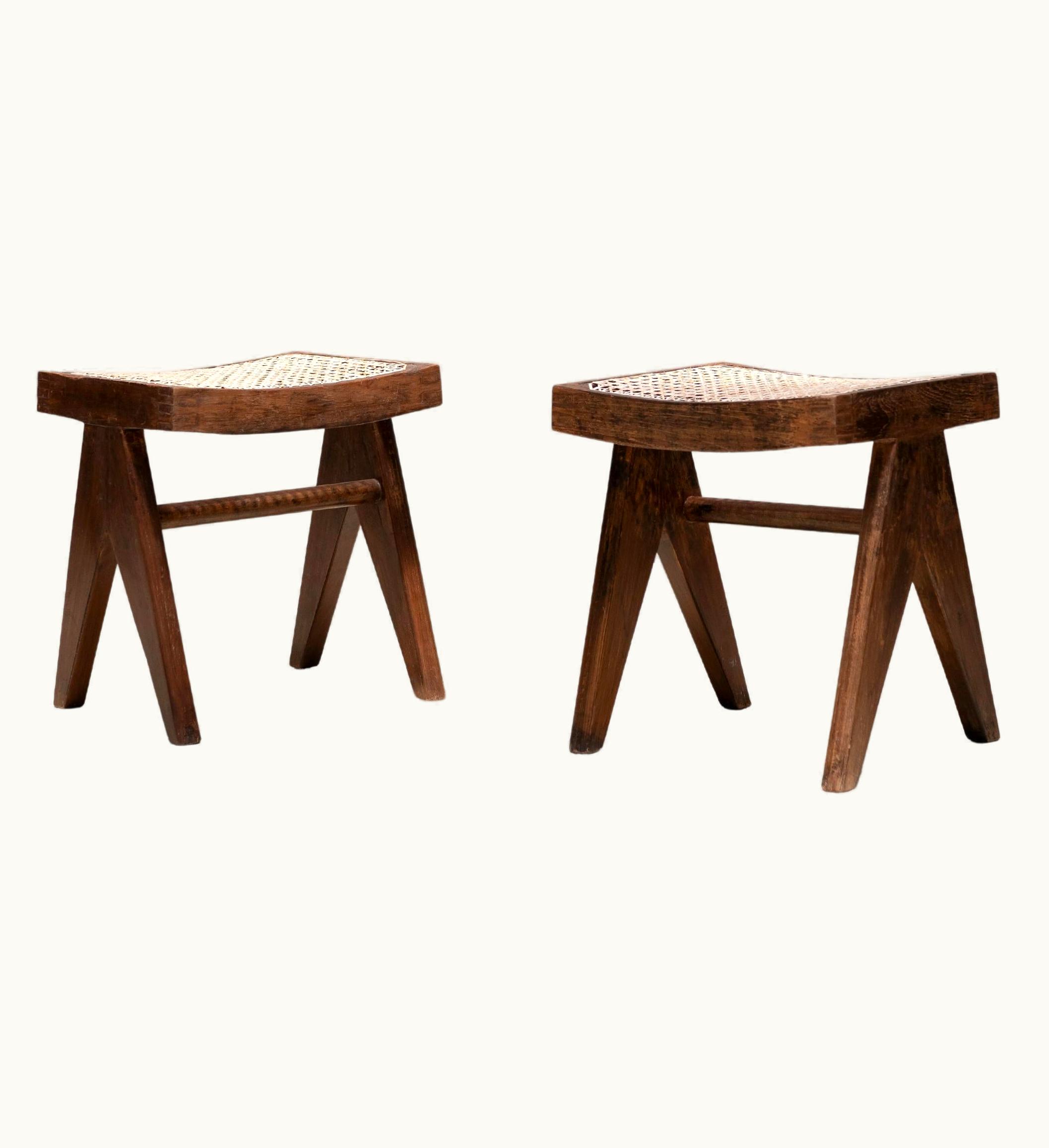 Pierre Jeanneret Pierre Jeanneret A-Legs Cane Low Stools, Post-Graduate Institute, Chandigarh