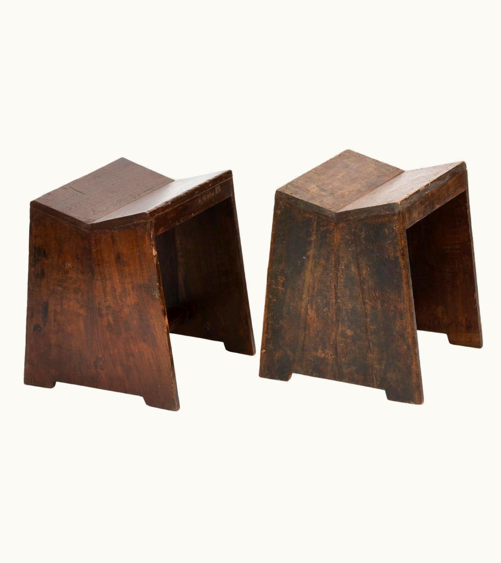 Pierre Jeanneret Pierre Jeanneret Pair Of Vintage Pierre Jeanneret Sewing Stools Model PJ-SI-68-A From Chandigarh