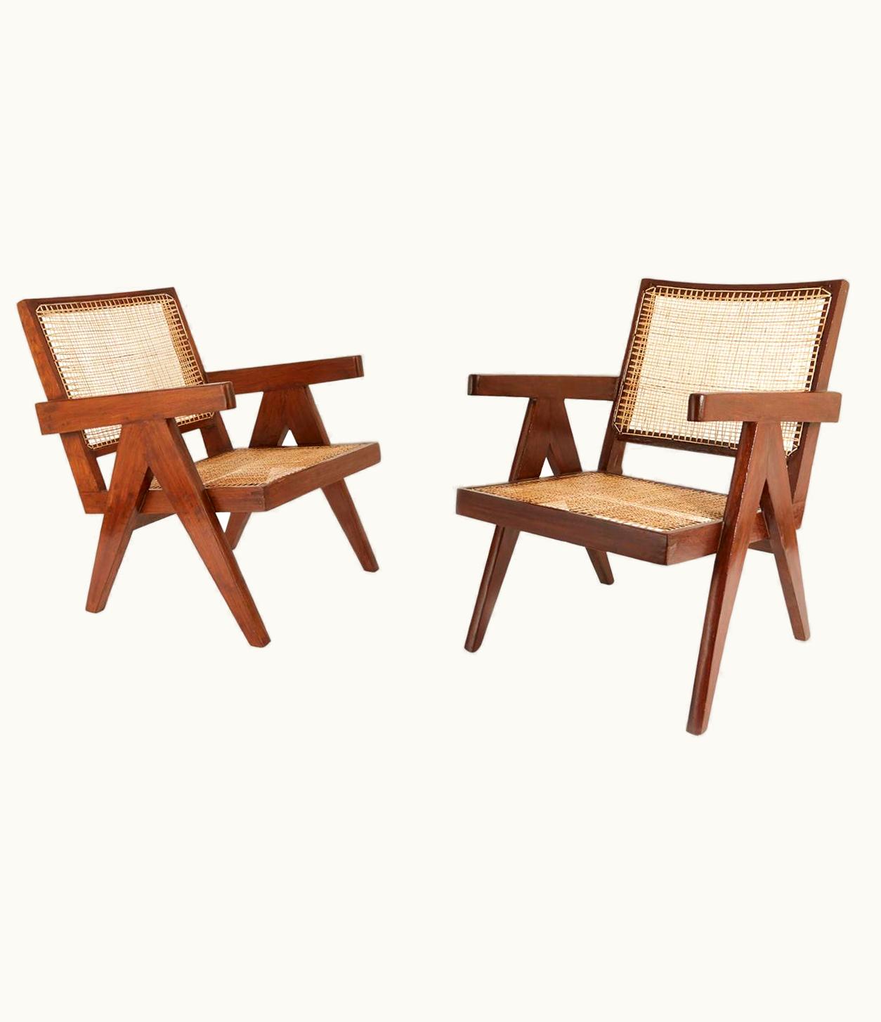 Pierre Jeanneret Pierre Jeanneret Pair Of Pierre Jeanneret Easy Chairs With Rare Stencil Marks