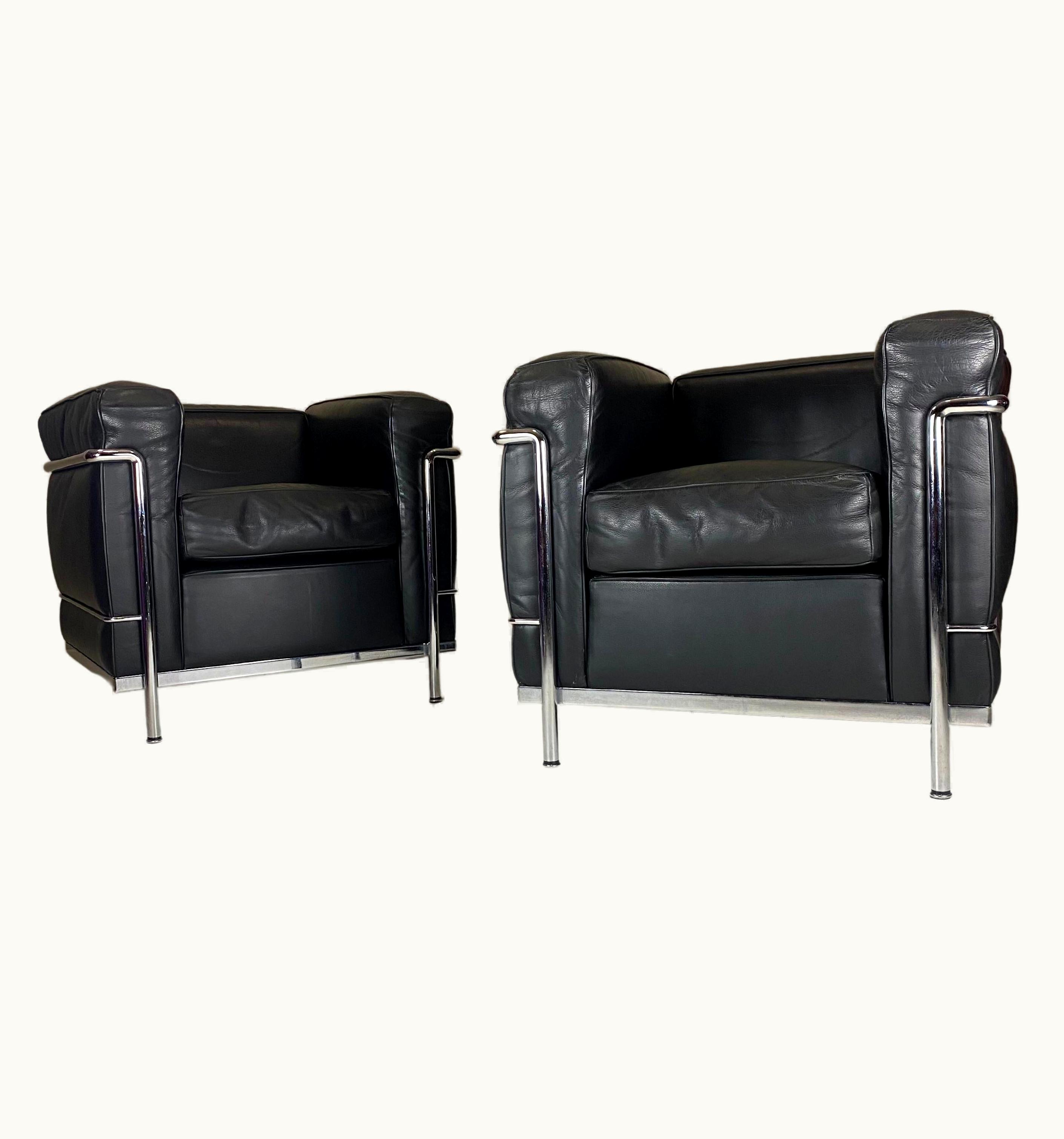 Pierre Jeanneret;Le Corbusier;Charlotte Perriand Pierre Jeanneret;Le Corbusier;Charlotte Perriand Set Of 4 Cassina LC2 Armchairs By Perriand, Le Corbusier & Jeanneret