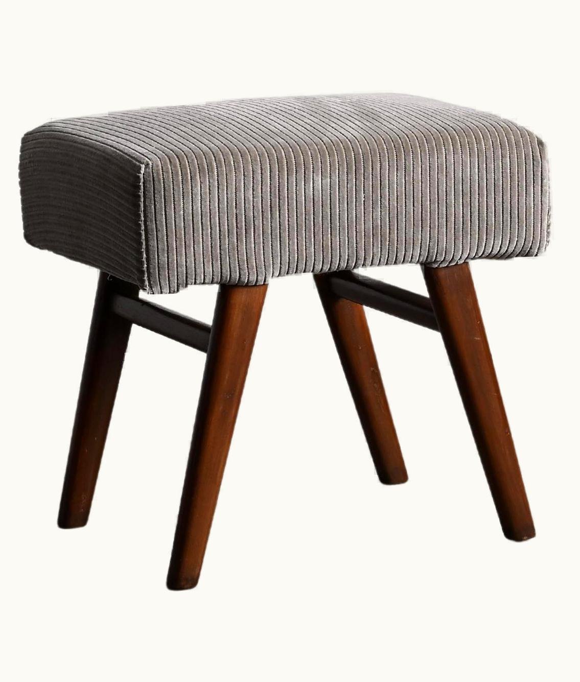 Pierre Jeanneret Pierre Jeanneret PJ-SI-40-B Low Upholstered Stool / Authentic Mid-Century Modern