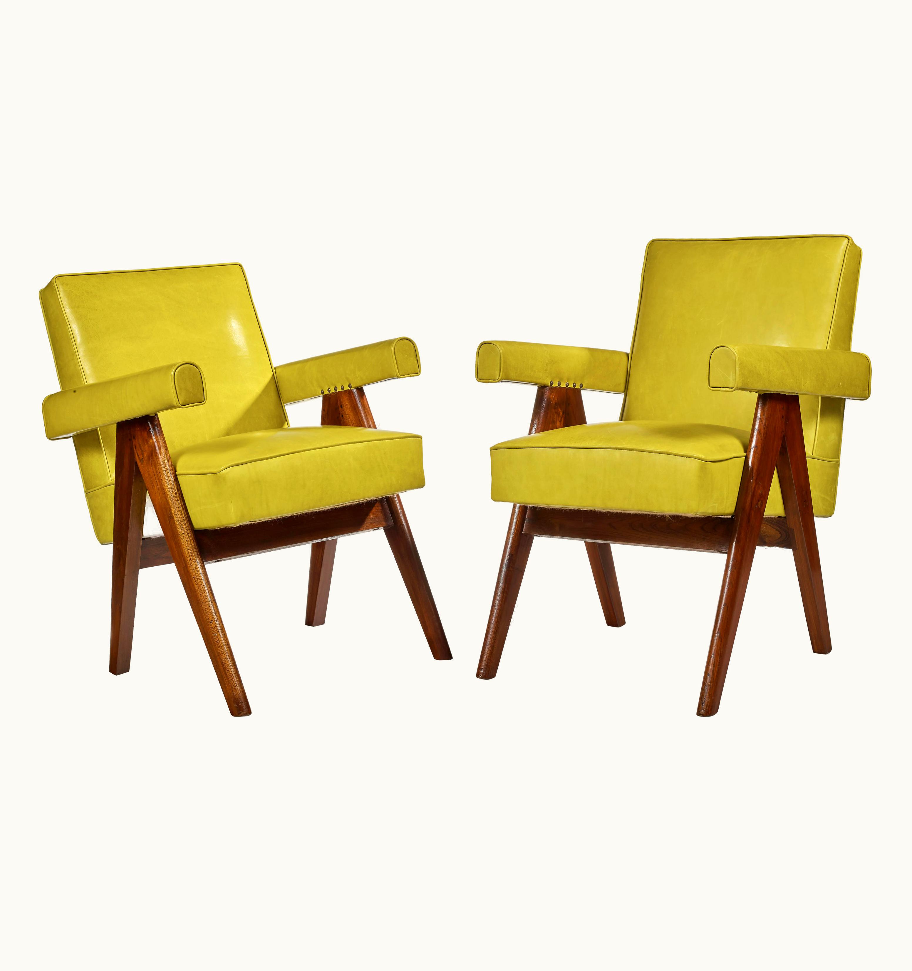 Pierre Jeanneret Pierre Jeanneret, PJ-SI-30-D, Committee Armchairs, A Pair, Chandigarh, C. 1955