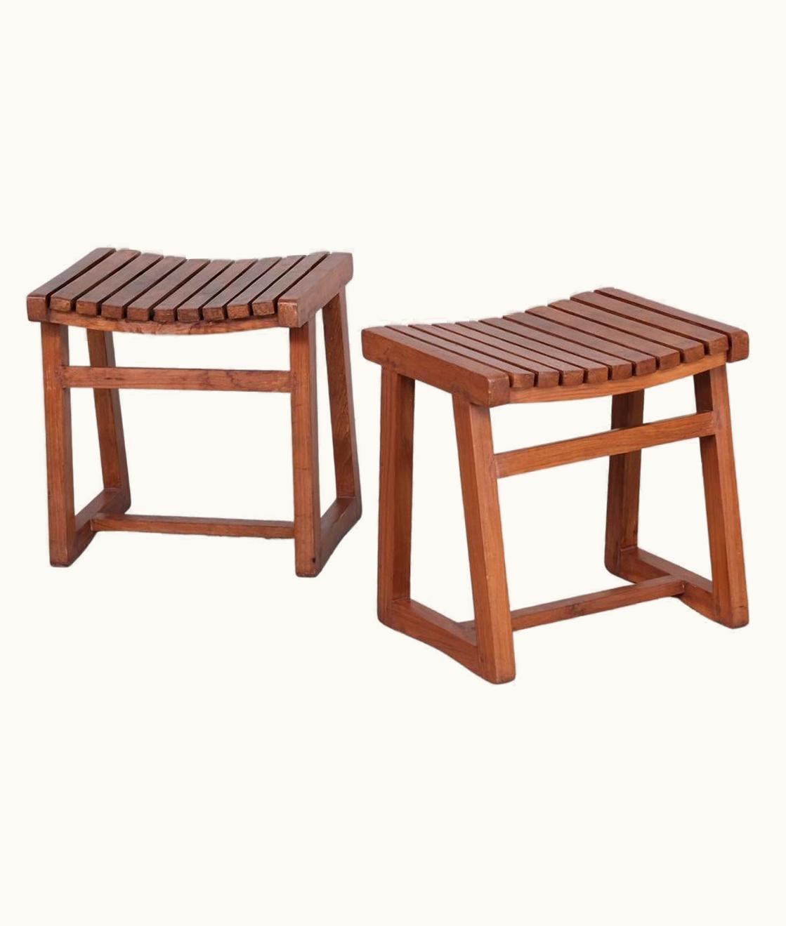 Pierre Jeanneret Pierre Jeanneret Pair Of Pierre Jeanneret Teak Stools PJ-011029