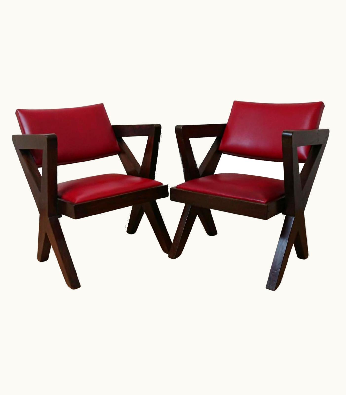 Pierre Jeanneret Pierre Jeanneret Cross Legs Pair Of Armchairs Designed Pierre Jeanneret For Chandigarh