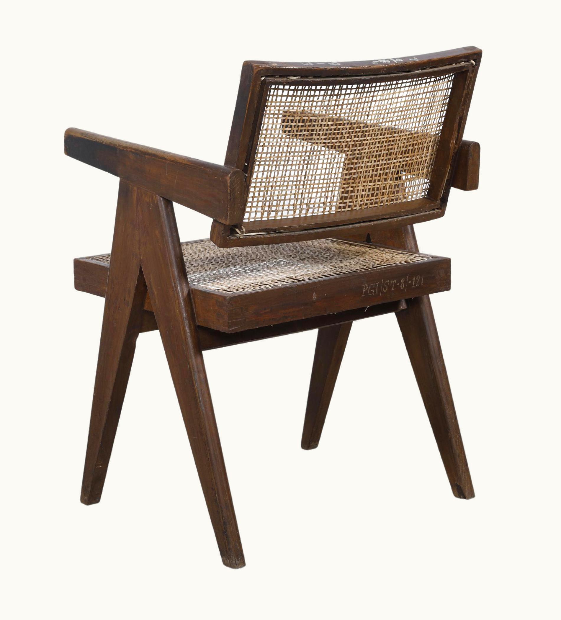 Pierre Jeanneret Pierre Jeanneret PJ-SI-28-A Cane Office Armchair / Authentic Mid-Century Modern UZ0187184