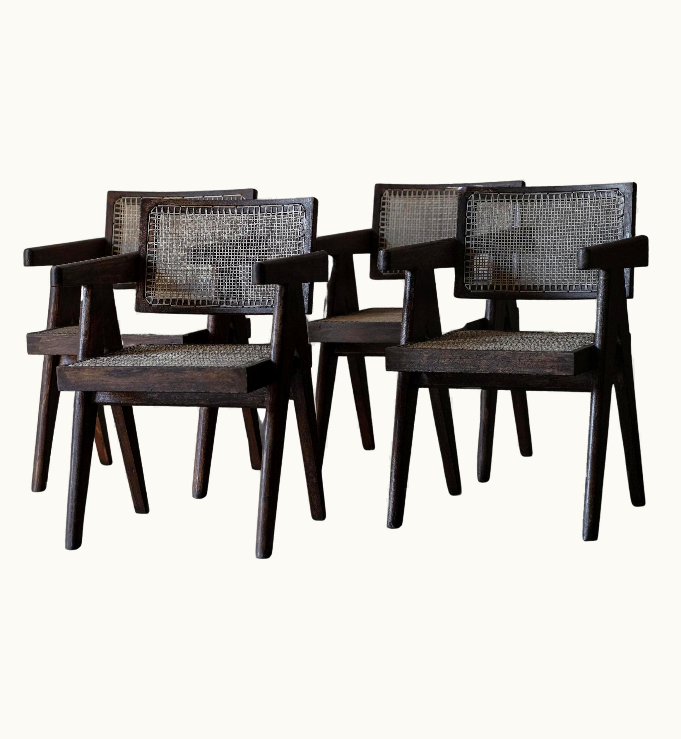 Pierre Jeanneret Pierre Jeanneret Set Of 6 Dining Chairs In Teak