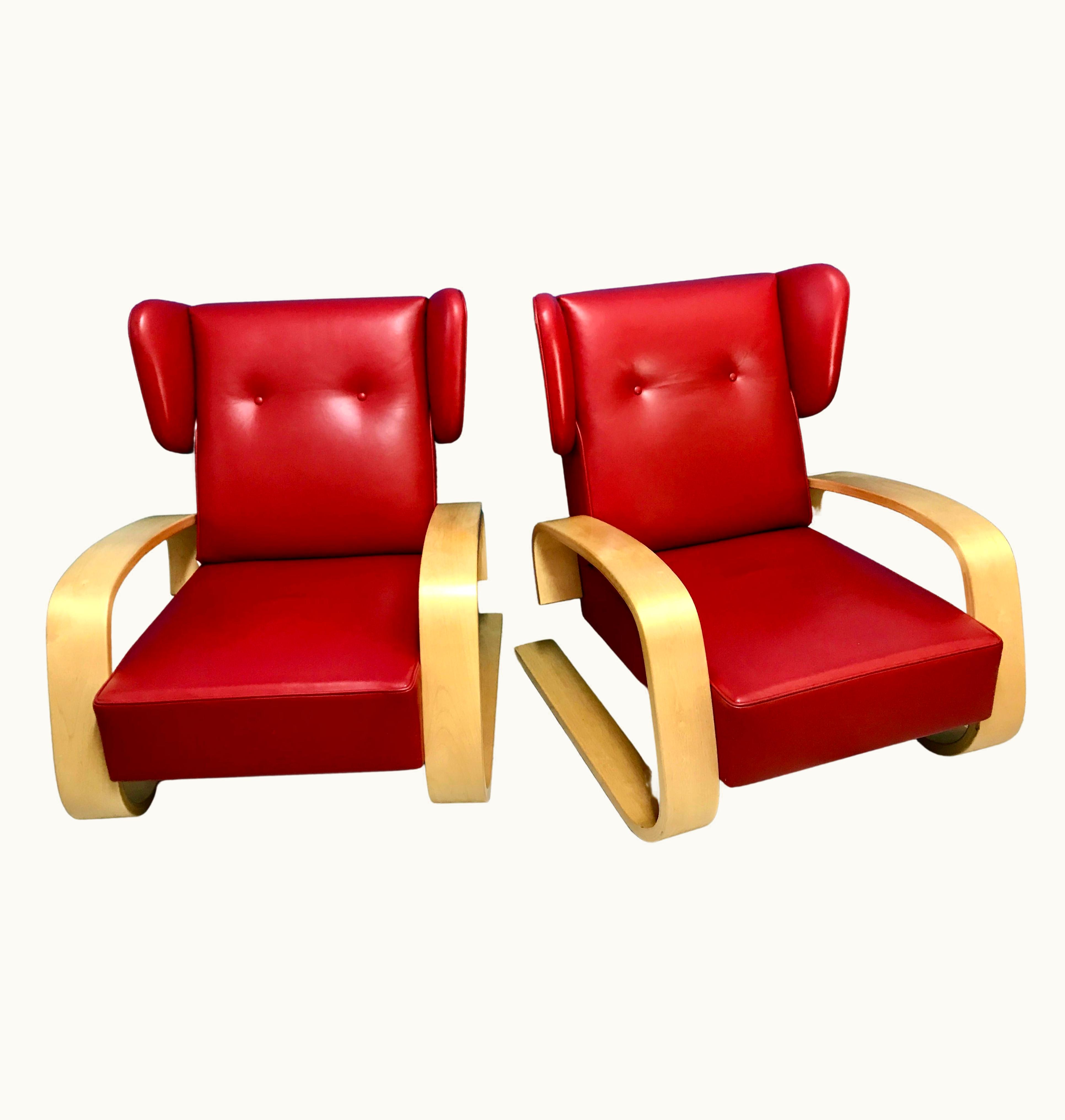 Alvar Aalto Alvar Aalto Pair Of Alvar Aalto Tank Chairs, Rare High-Back Version, Artek Finland