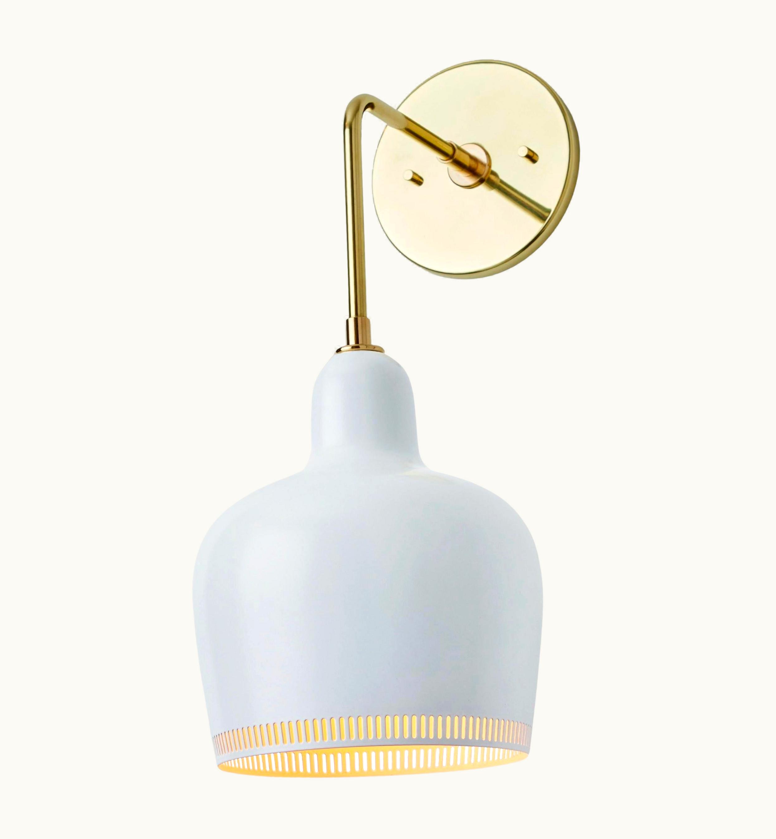 Alvar Aalto Alvar Aalto A330s White Metal And Brass Wall Light For Artek