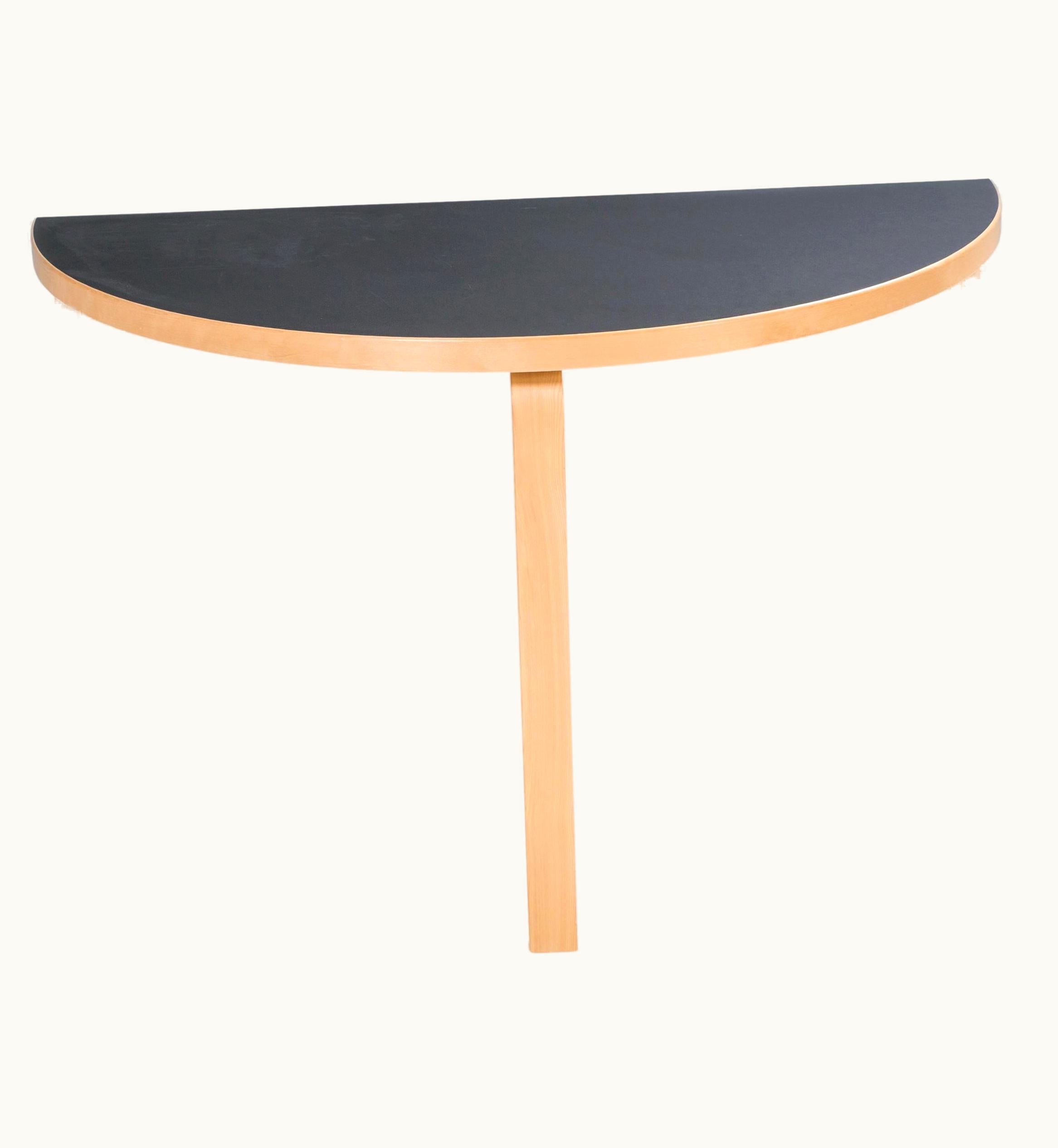 Alvar Aalto Alvar Aalto For Artek Birch & Black Linoleum Half-Round Dining Table