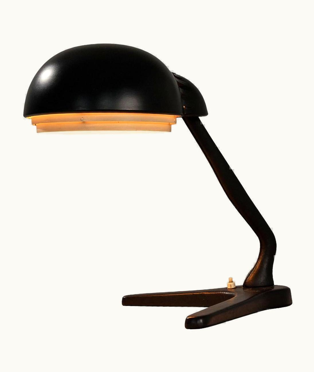 Alvar Aalto Alvar Aalto For Valaistusty 'A704' Table Lamp In Enameled Metal And Leather