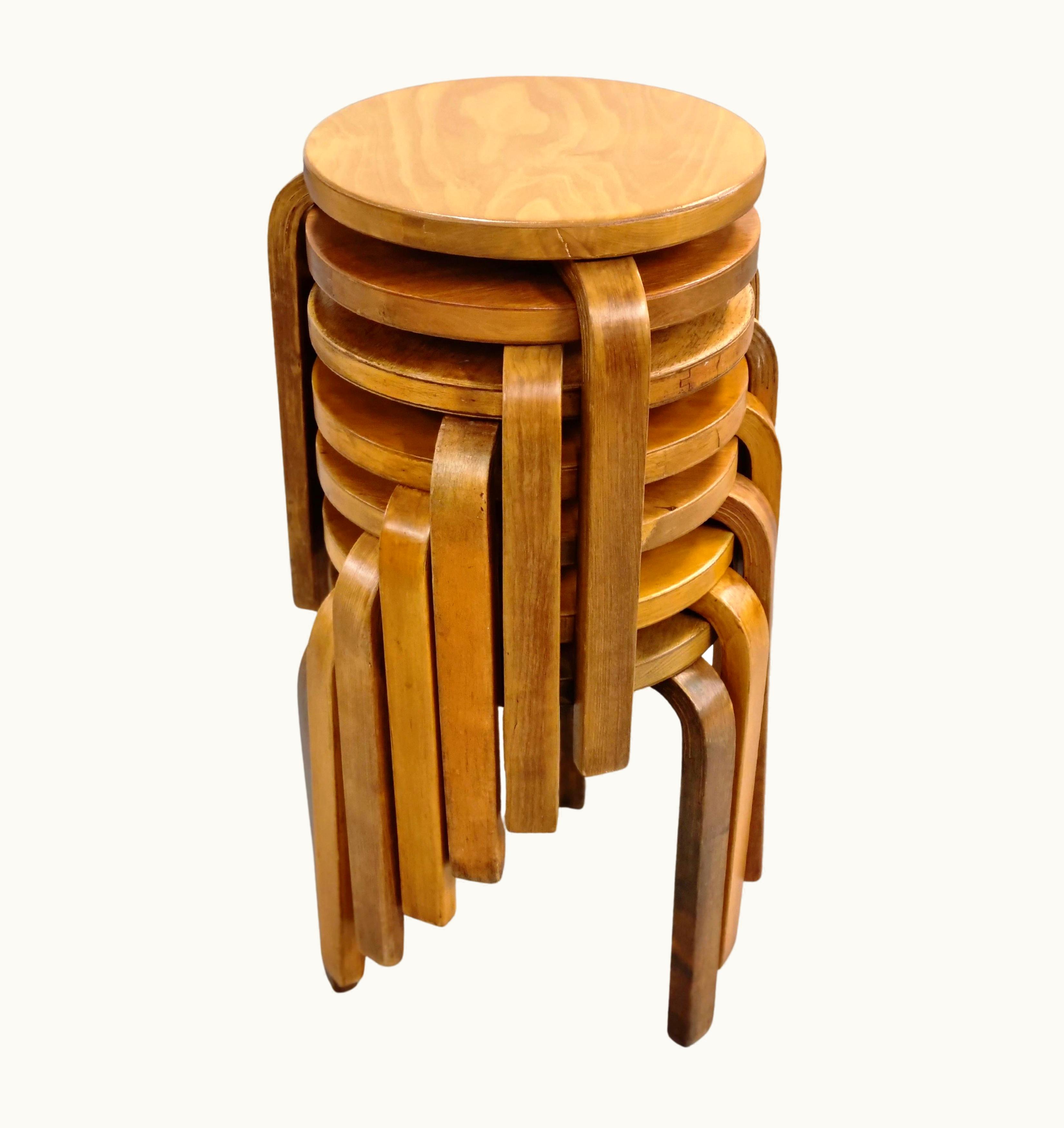 Alvar Aalto Alvar Aalto 7 Stackable Stools Model No 60, 1930s