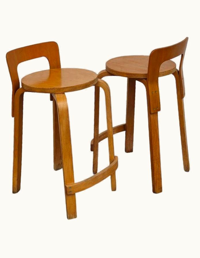 Alvar Aalto Alvar Aalto Pair Of K65 Stools By Alvar Aalto For Artek, 70's