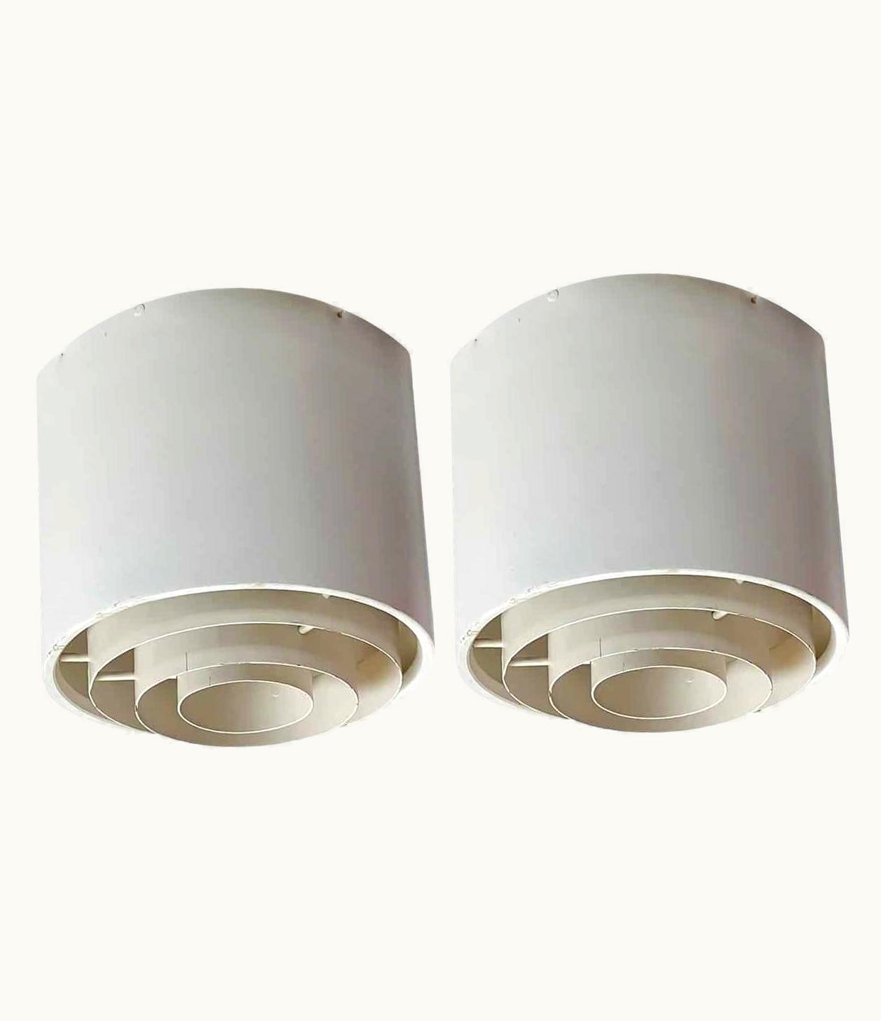 Alvar Aalto Alvar Aalto For Idman Pair Of Metal Ceiling Lamps, 1950s