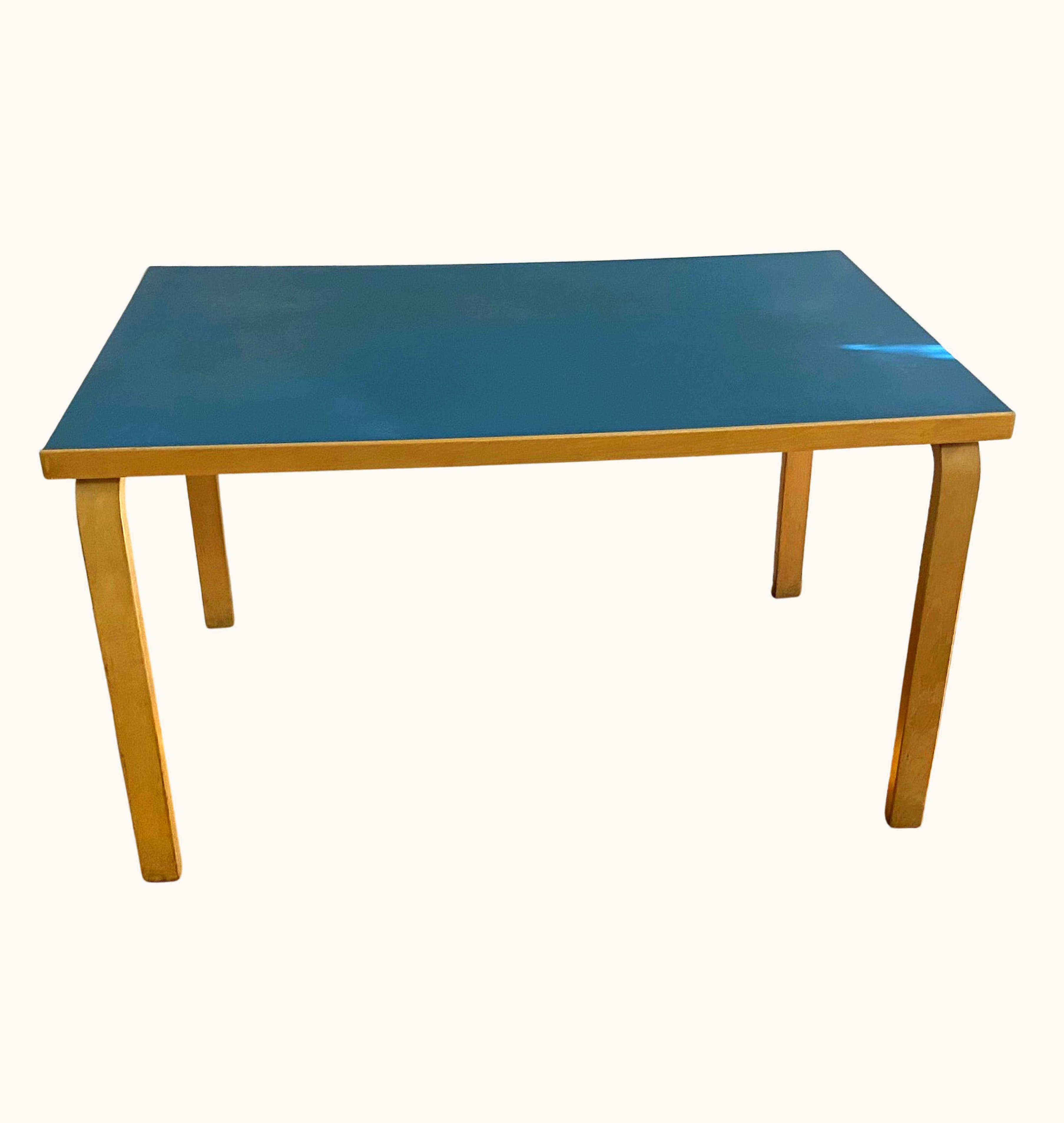 Alvar Aalto Alvar Aalto Birch Dining Or Writing Table With Blue Top