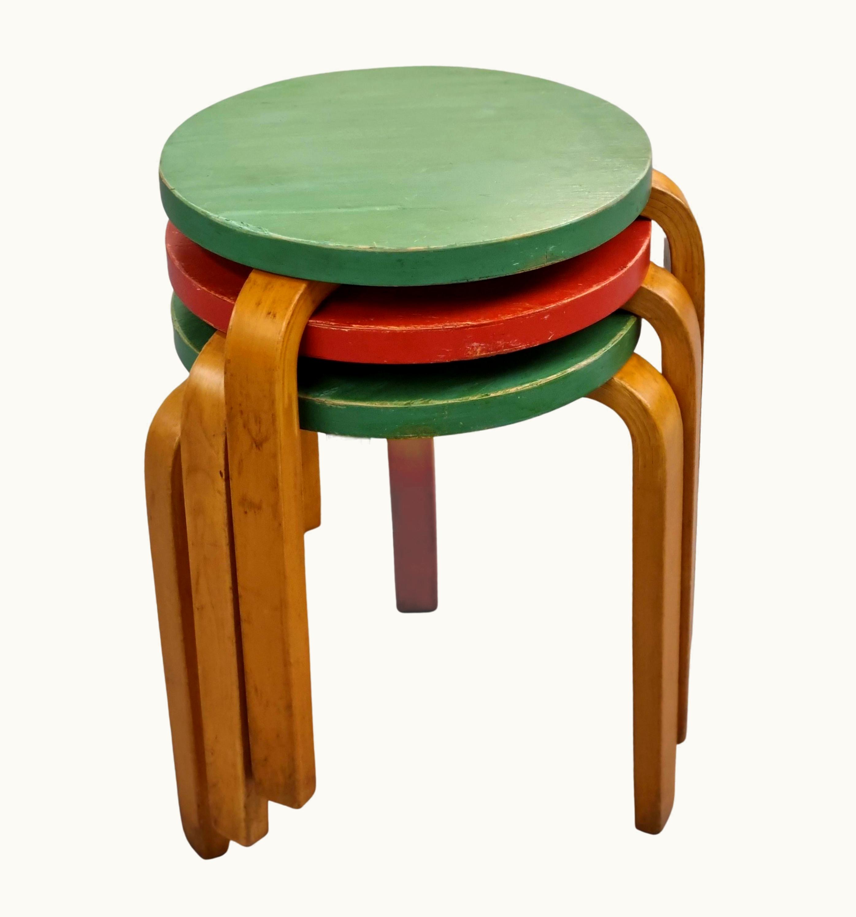Alvar Aalto Alvar Aalto Set Of Three Alvar Aalto Stackable Stools Model 60
