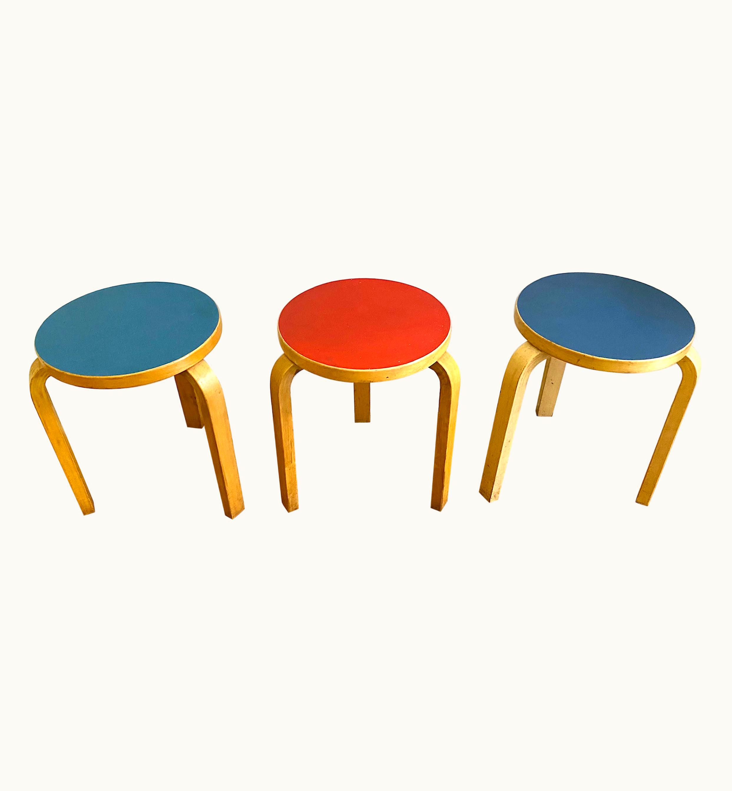 Alvar Aalto Alvar Aalto Set Of 3 Alvar Alto Stool 60 By Artek, Finland