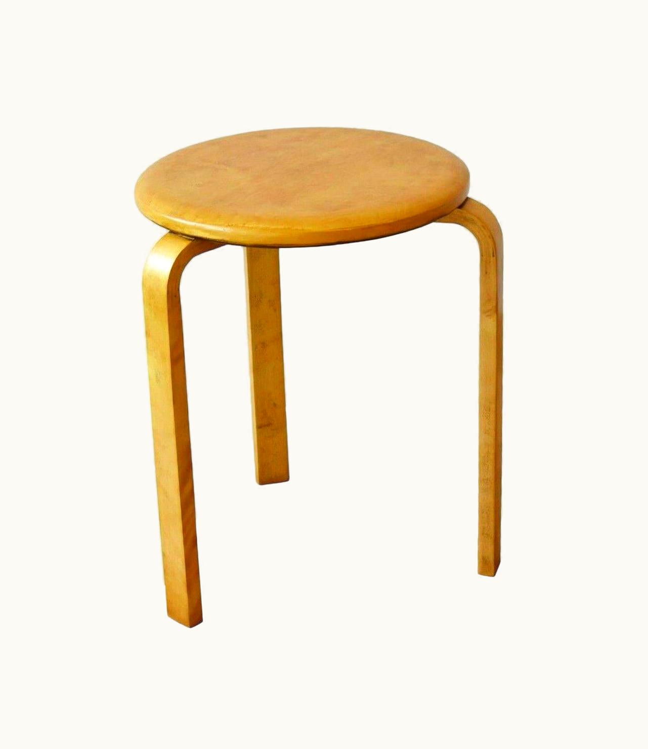 Alvar Aalto Alvar Aalto, Solid Birch Bentwood Stackable E60 Pascoe Stool For Artek, 1960's
