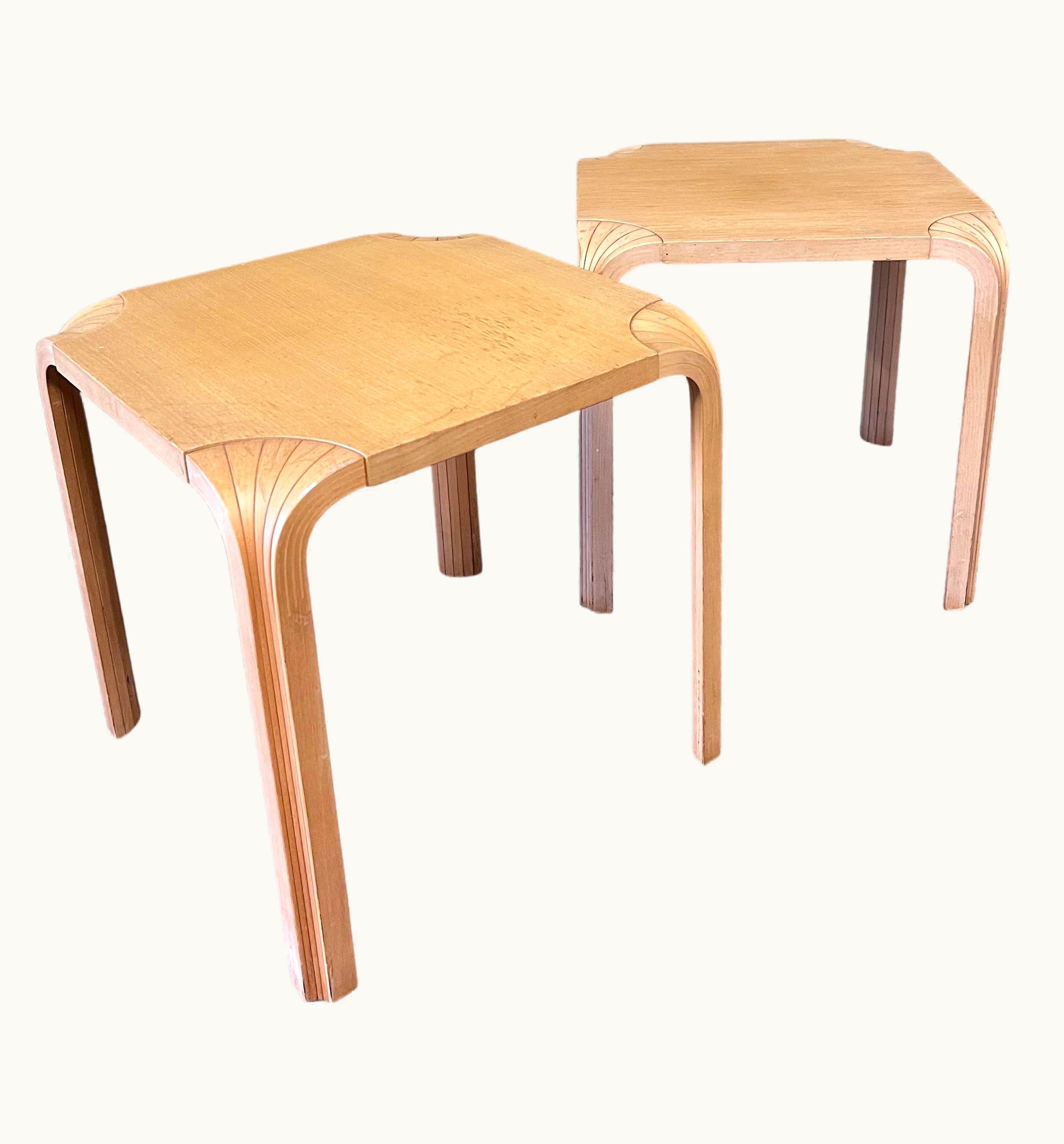 Alvar Aalto Alvar Aalto Pair Of Vintage Fan Leg Side Tables / Stools By Alvar Aalto Designs For Artek