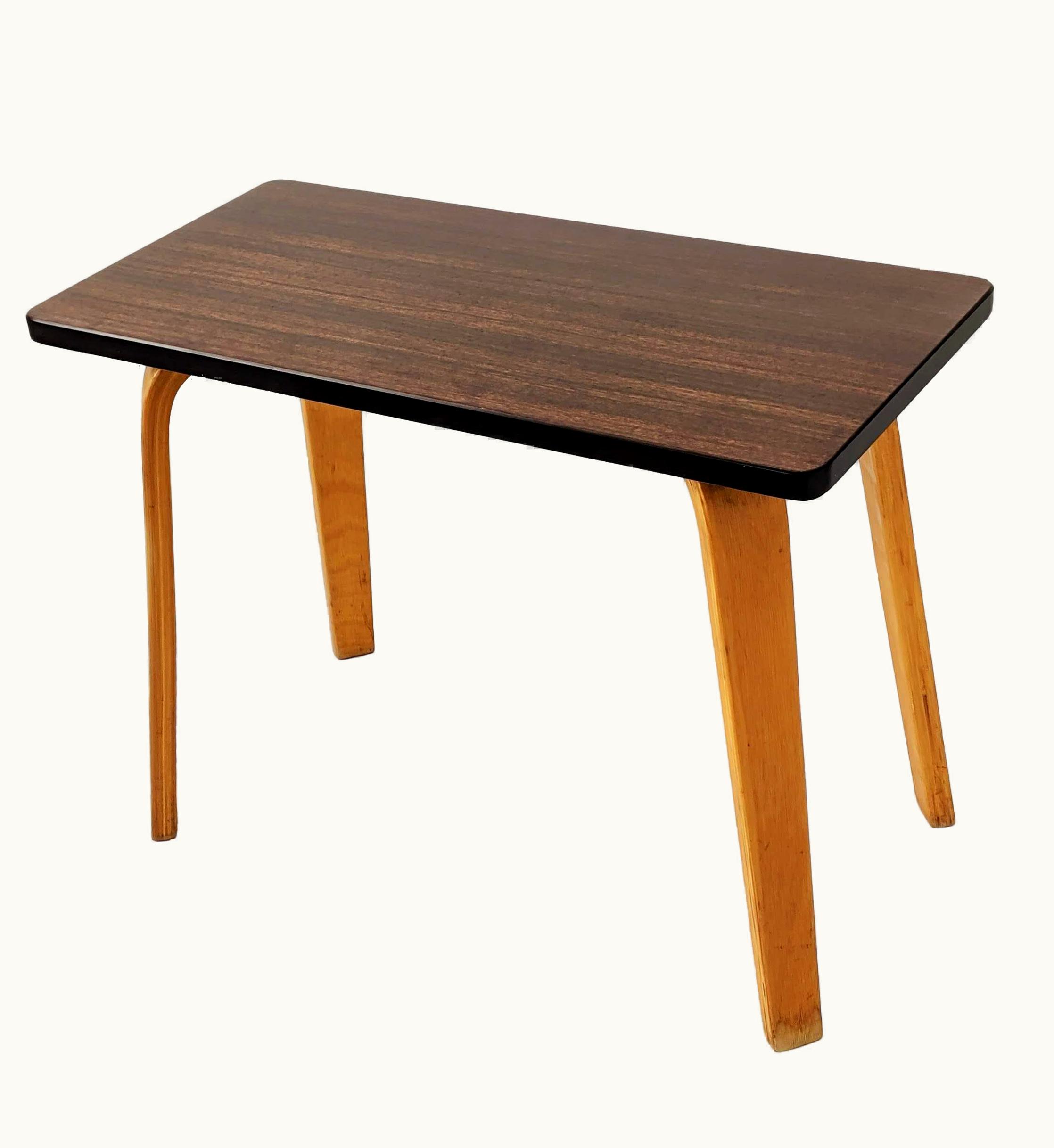 Alvar Aalto;Michael Thonet Alvar Aalto;Michael Thonet 1940s Thonet Formica Woodgrain Finish Side Table On Bentwood Legs, USA
