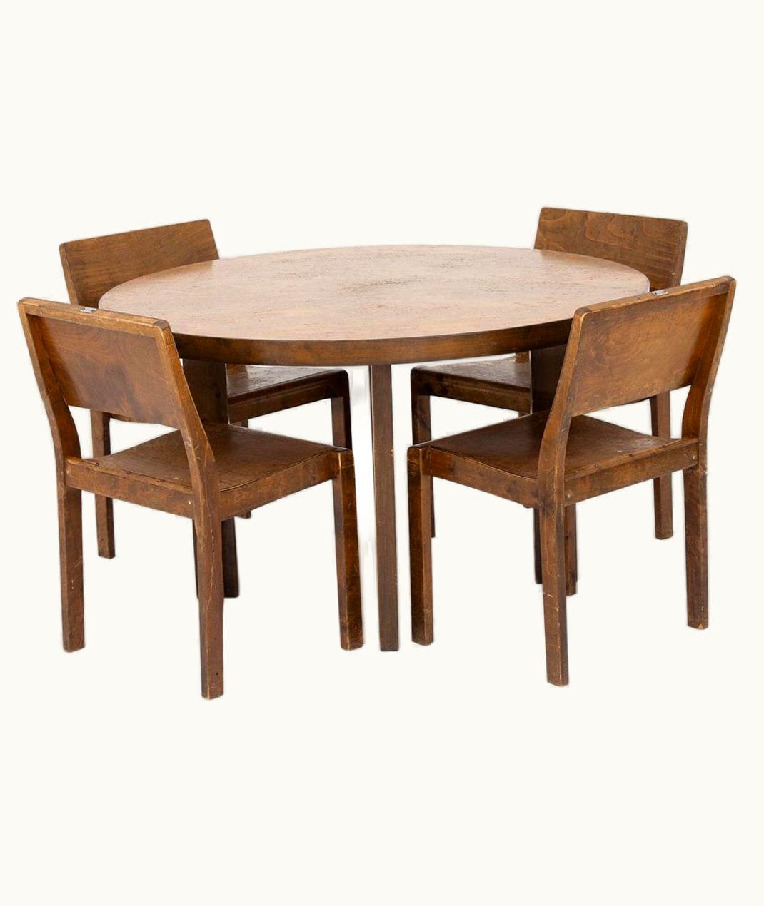 Alvar Aalto Alvar Aalto Rare Dining Set With Table And Four Chairs By Alvar Aalto