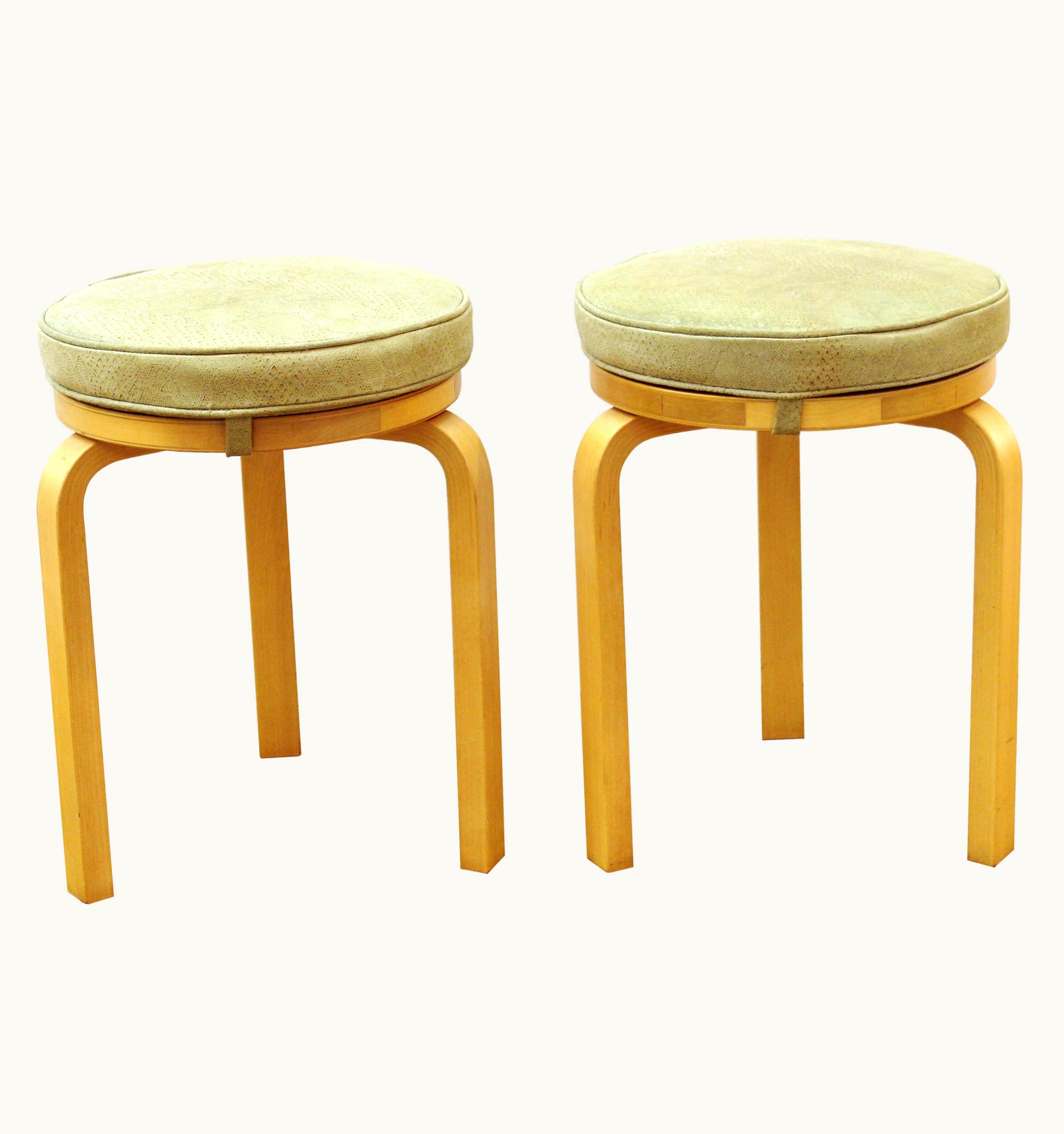 Artek;Alvar Aalto Artek;Alvar Aalto For Artek Scandinavian Modern Upholstered Stools