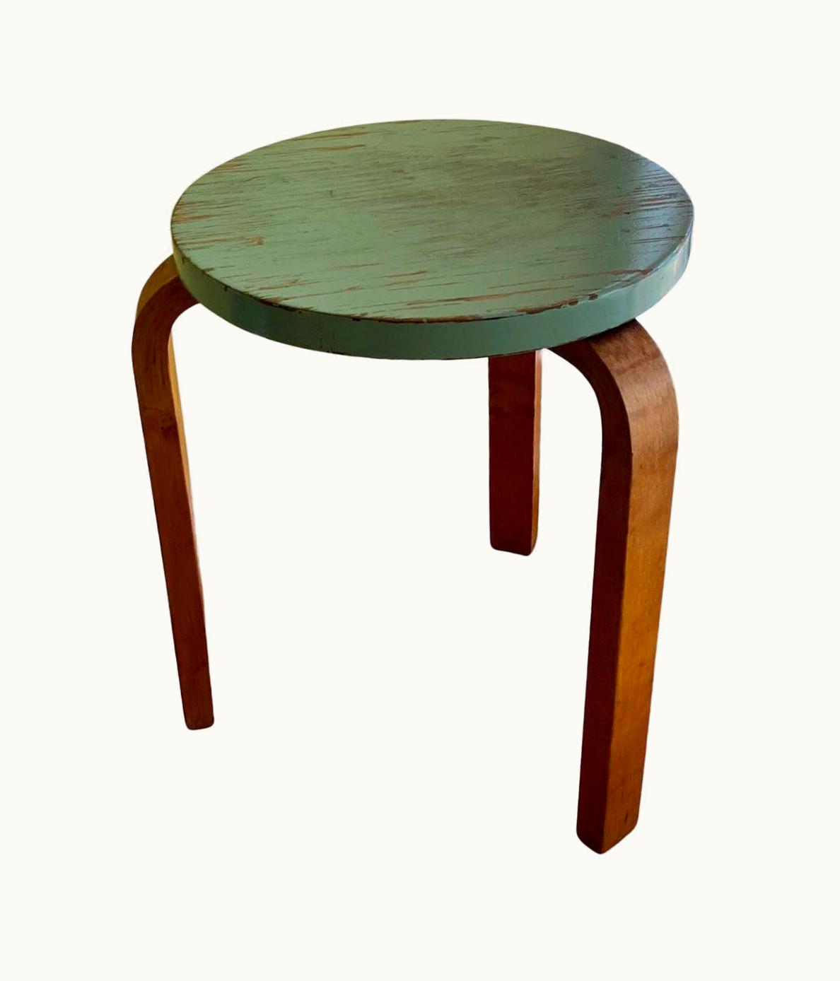 Alvar Aalto Alvar Aalto Original Rare 1930's Modernist Alvar Aalto Mint Coloured Stool 60, Finmar Label