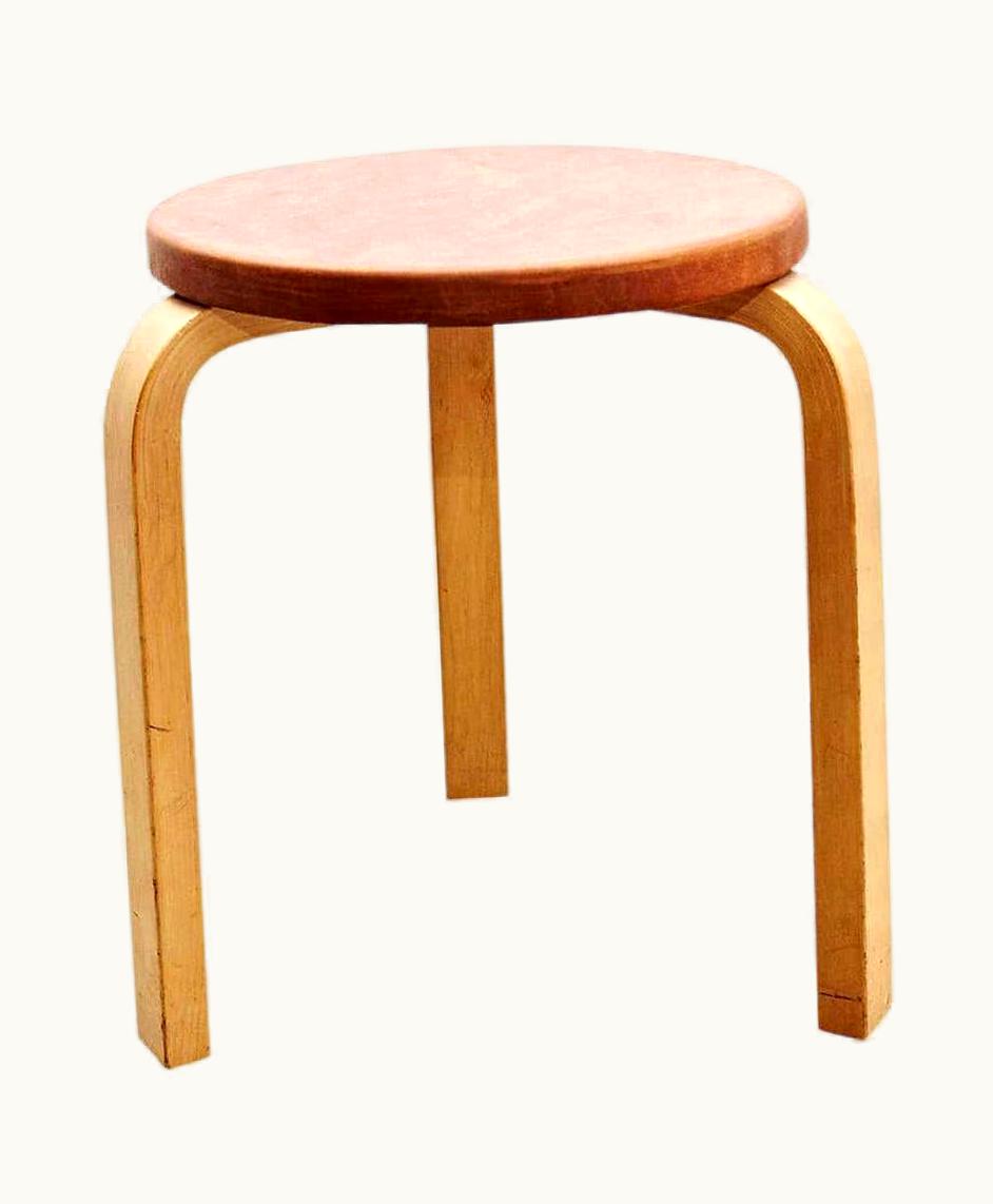 Alvar Aalto Alvar Aalto Stool In Leather For Artek, Circa 1960
