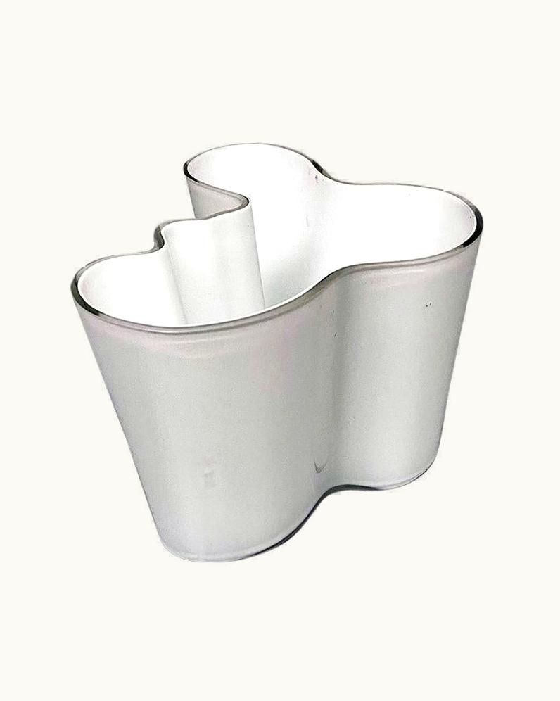 Alvar Aalto Alvar Aalto Finnish Mid-Century Modern Savoy Vase In Double White Glass By Alvar Aalto, 1936