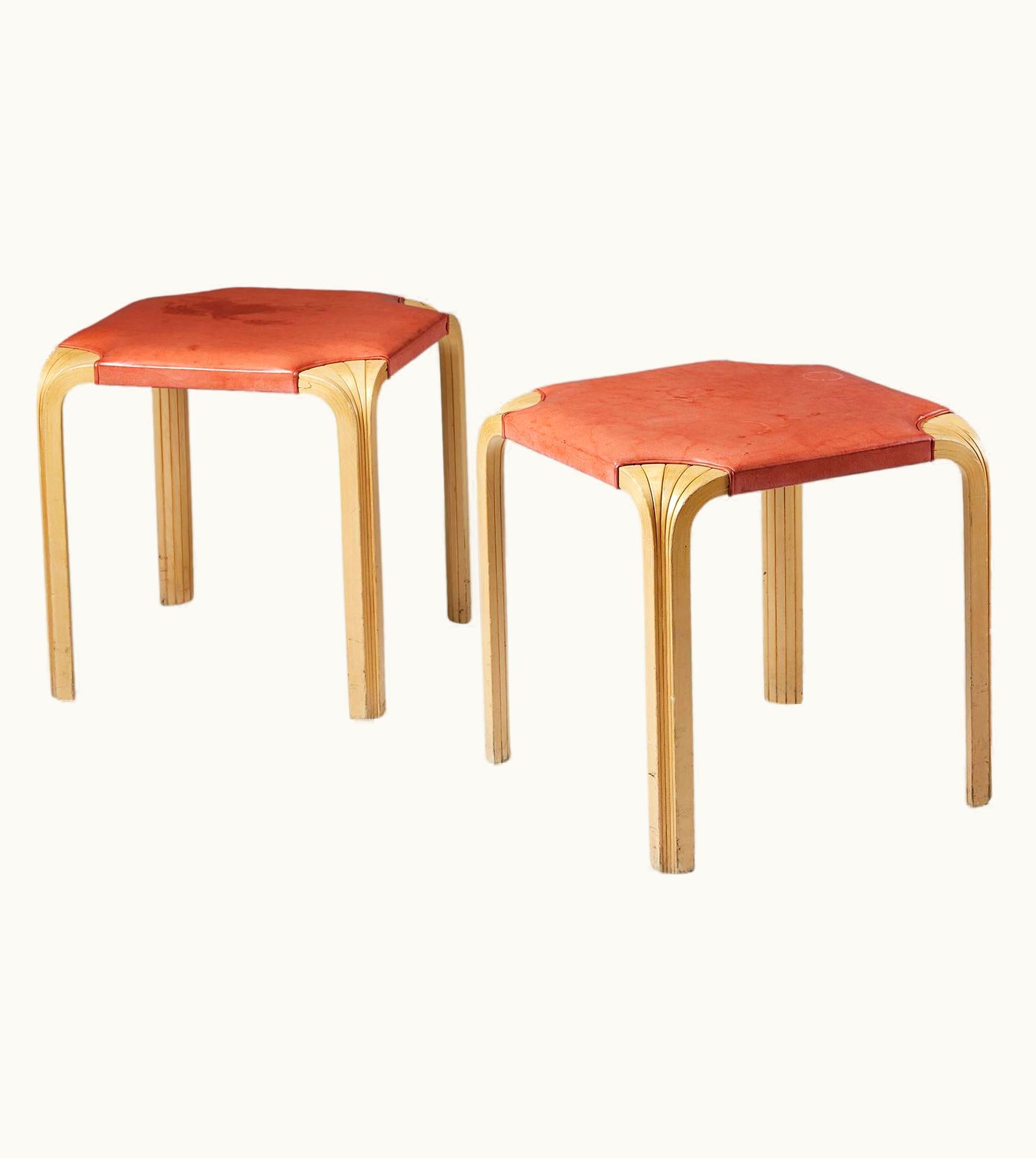 Alvar Aalto Alvar Aalto Pair Of Stools Model X601 Designed By Alvar Aalto For Artek, Finland, 1950s