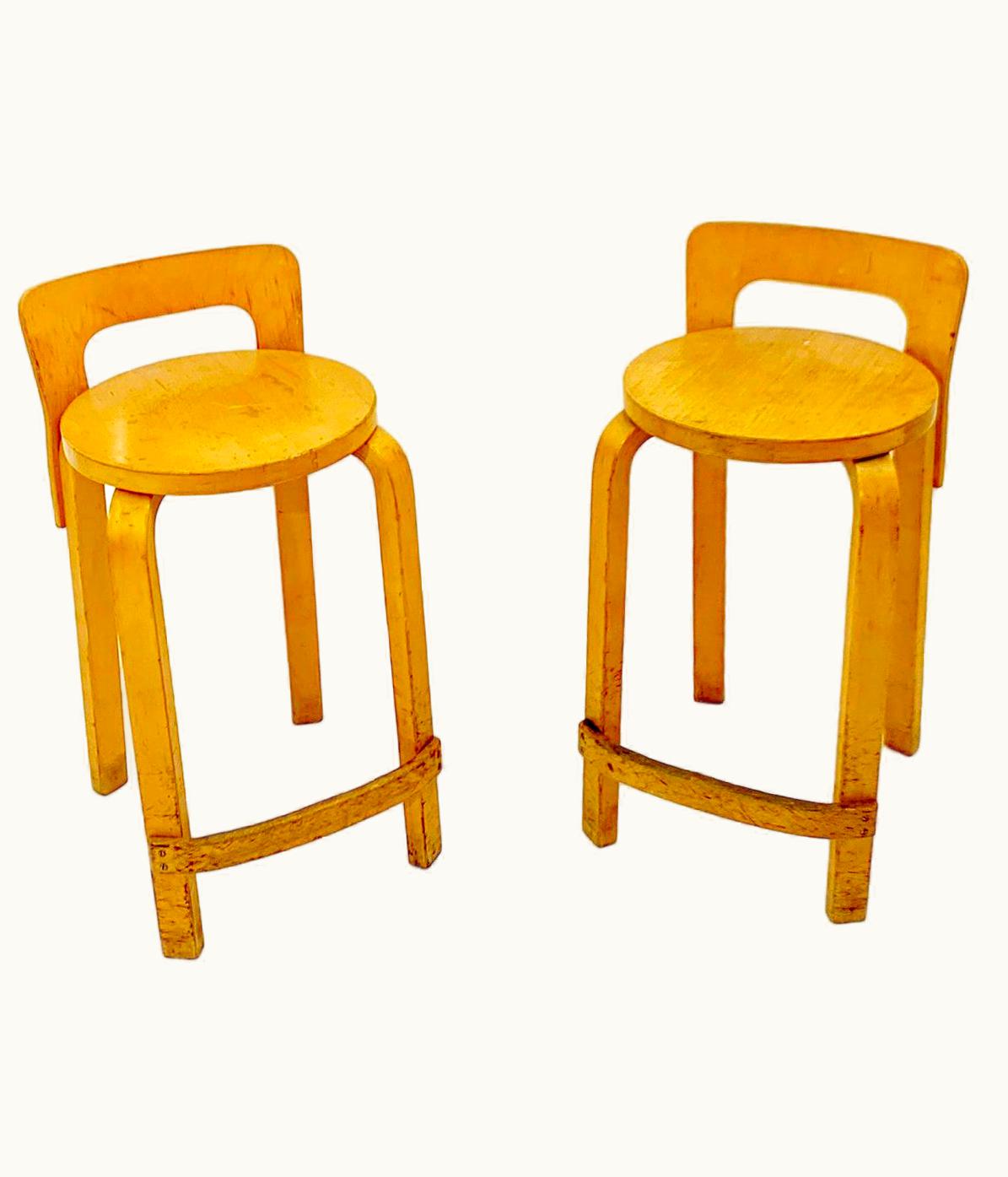 Alvar Aalto Alvar Aalto Pair Of Alvar Aalto Bar Stools K65 Artek, 1930s