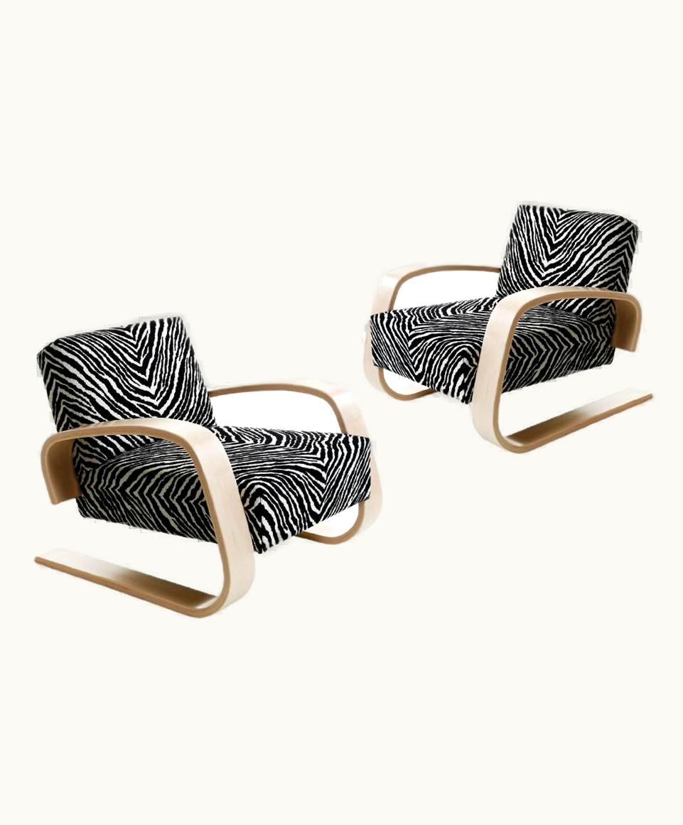 Alvar Aalto Alvar Aalto Pair Of 'Tank' 1936 Armchairs In Zebra For Artek