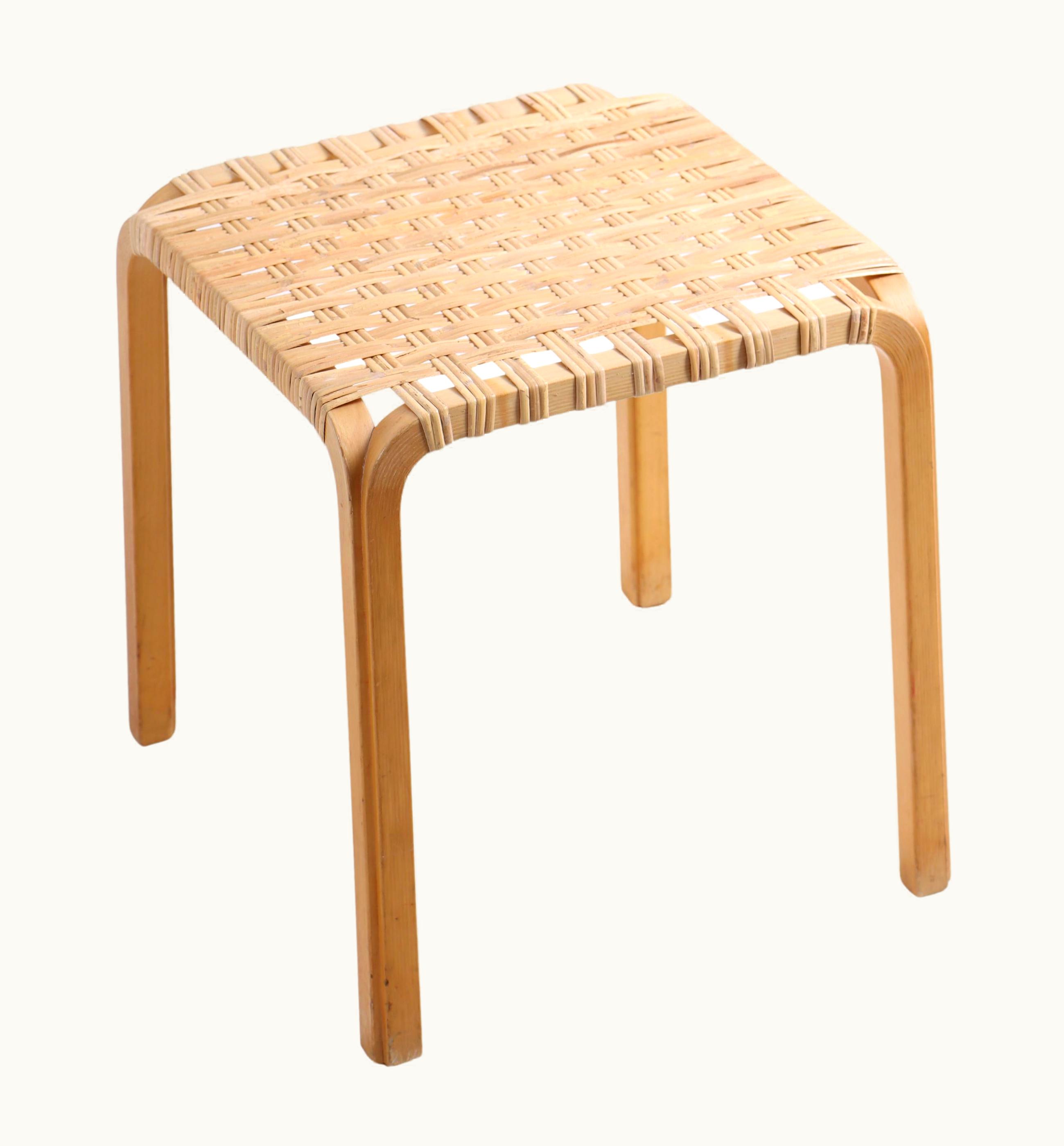 Alvar Aalto Alvar Aalto Stool In Cane By Alvar Aalto, 1950s