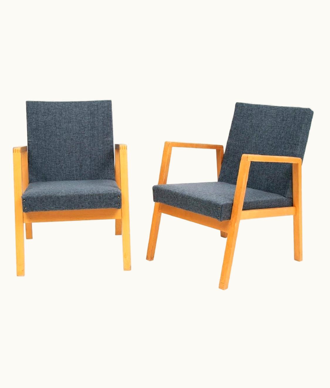 Alvar Aalto Alvar Aalto Pair Of Vintage Upholstered Hallway Chairs 54/404 By Alvar Aalto, Circa 1950s