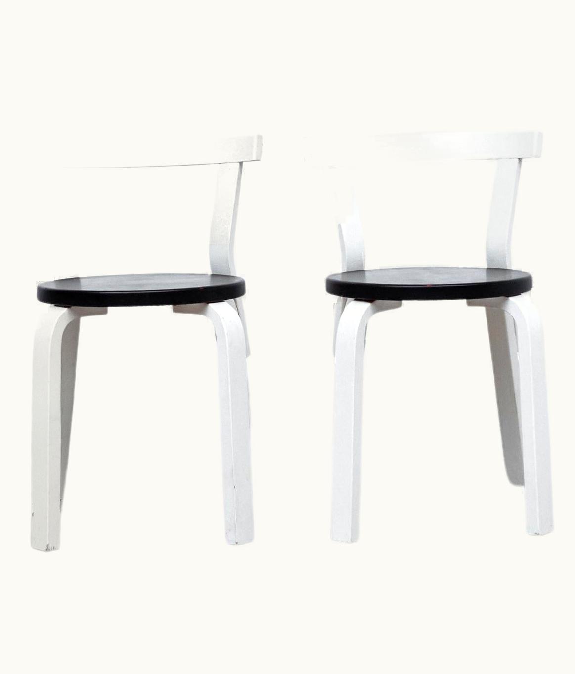 Alvar Aalto Alvar Aalto Pair Of Alvar Aalto Overpainted Black And White Artek Chairs