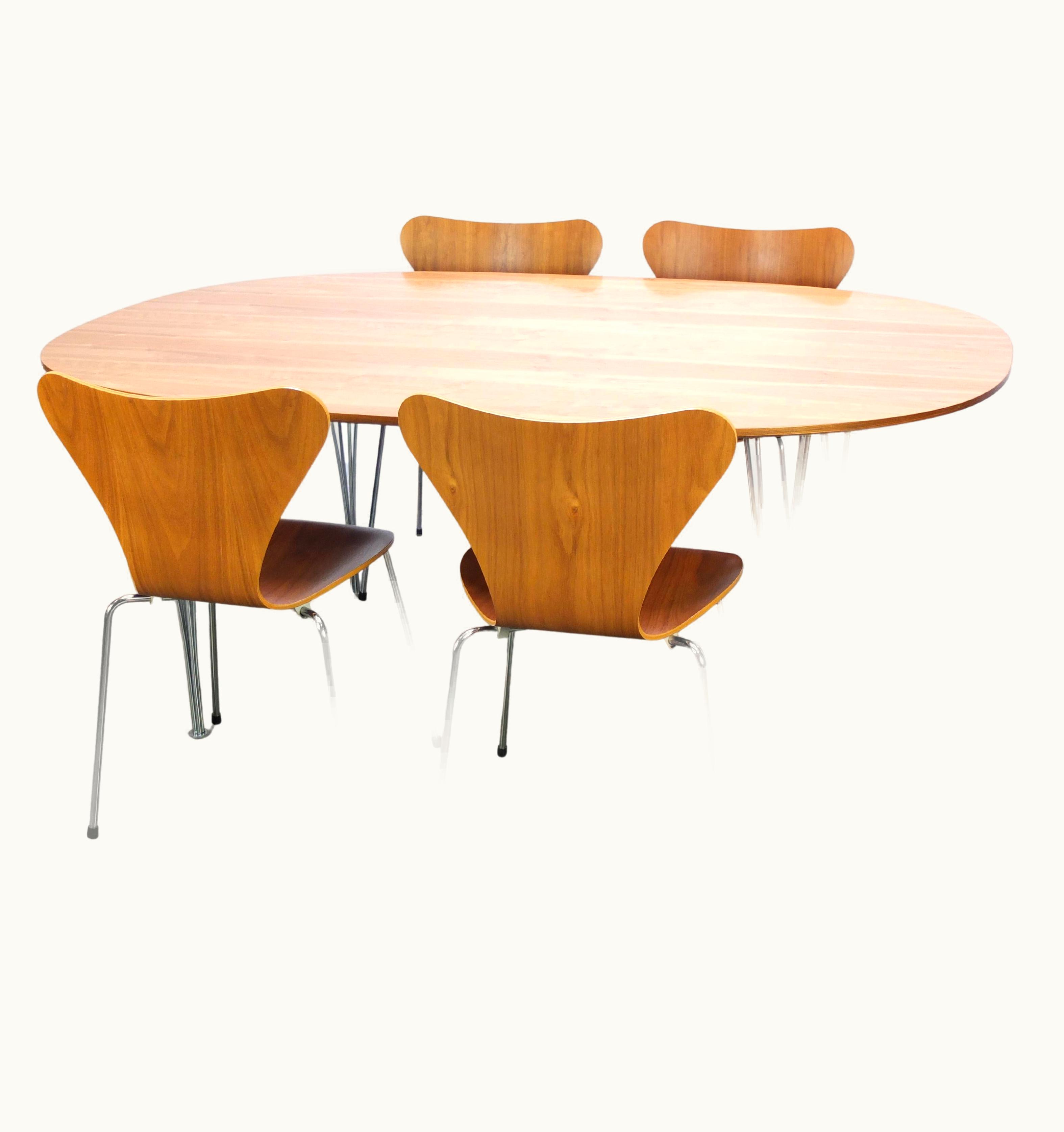 Arne Jacobsen;Bruno Mathsson;Piet Hein Arne Jacobsen;Bruno Mathsson;Piet Hein Walnut Dining Set By Piet Hein, Bruno Mathsson & Arne Jacobsen For Fritz Hansen