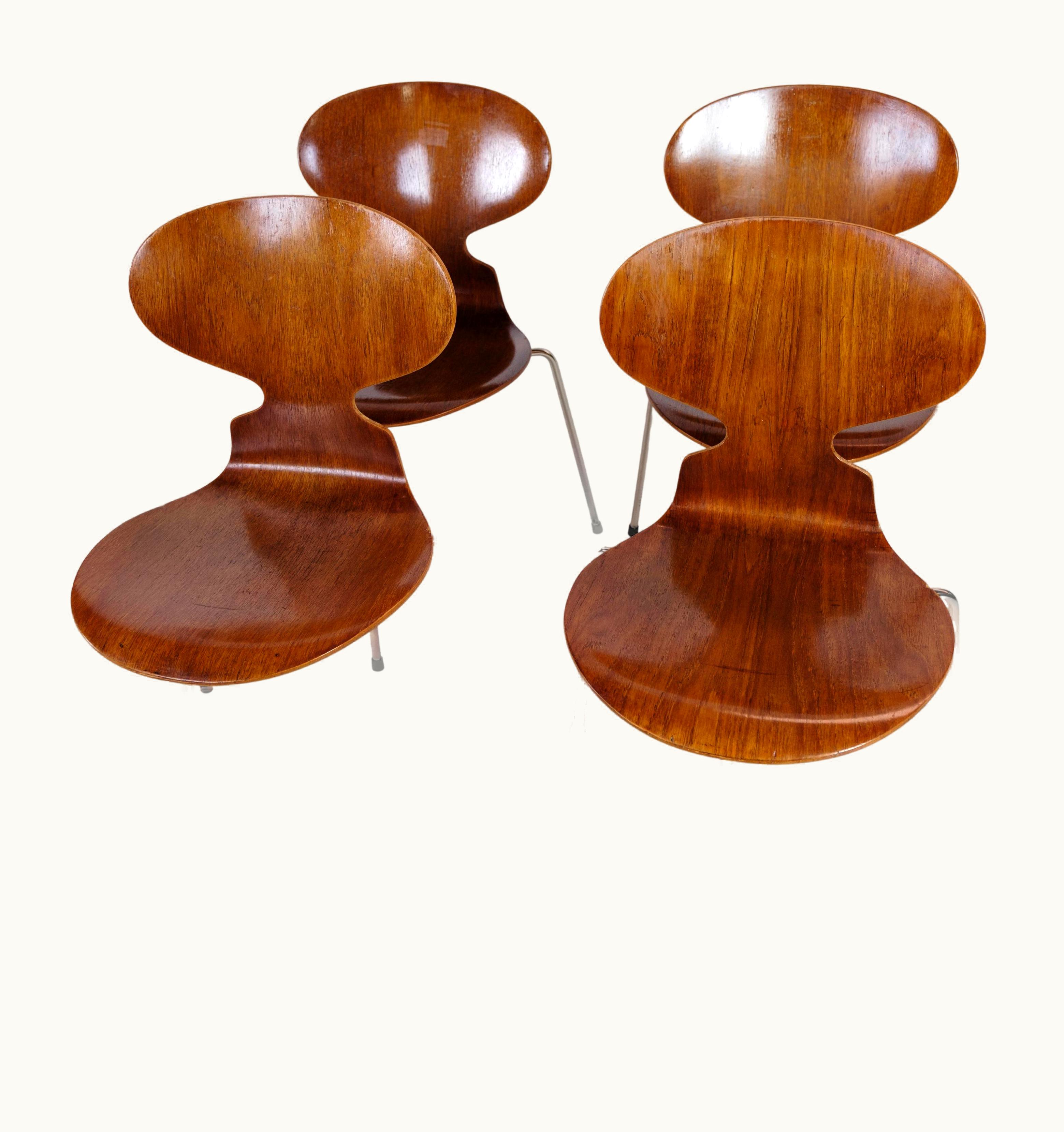 Arne Jacobsen Arne Jacobsen Set Of Four Ant Chairs, Model 3100, Arne Jacobsen '1902-1971', Teak Wood