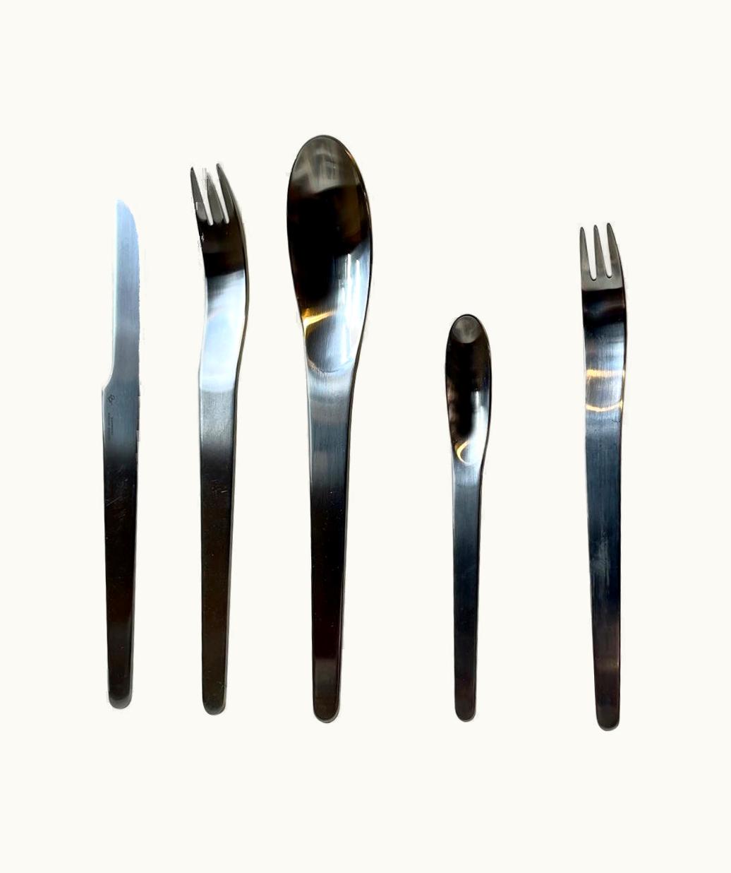 Arne Jacobsen Arne Jacobsen Stainless Cutlery Flatware Set For Georg Jensen, 12 Persons