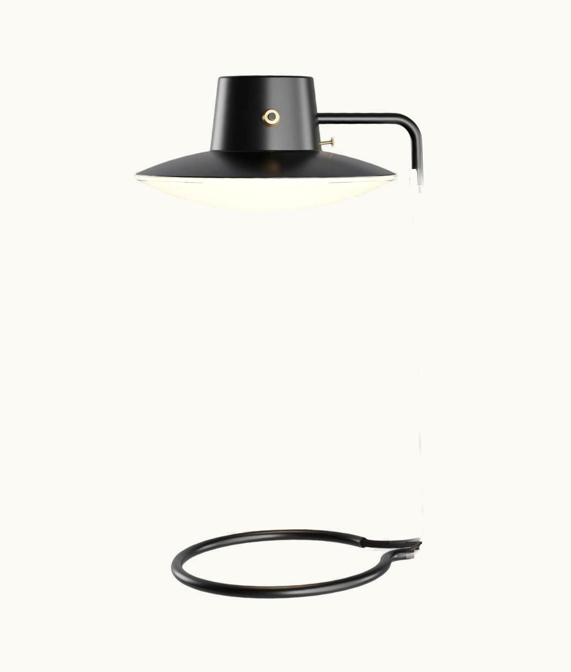 Arne Jacobsen Arne Jacobsen Large 'AJ Oxford' Table Lamp Opal & Metal Shade For Louis Poulsen