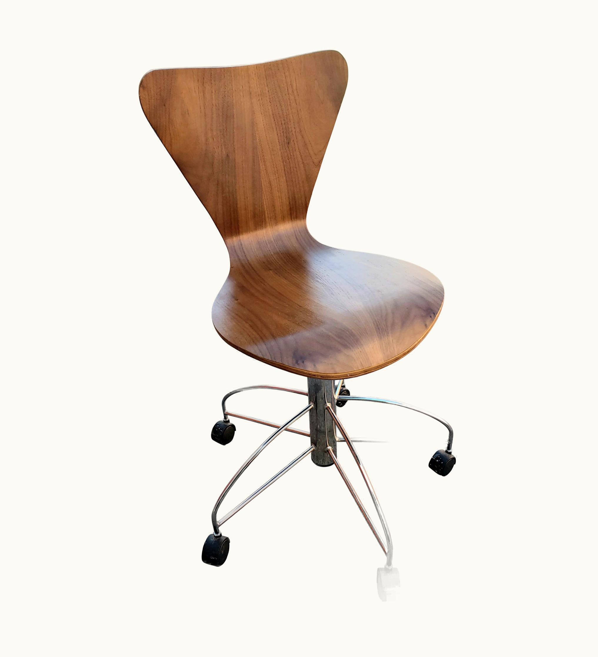 Arne Jacobsen Arne Jacobsen Danish Teak Adjustable Height Swivel Desk Chair
