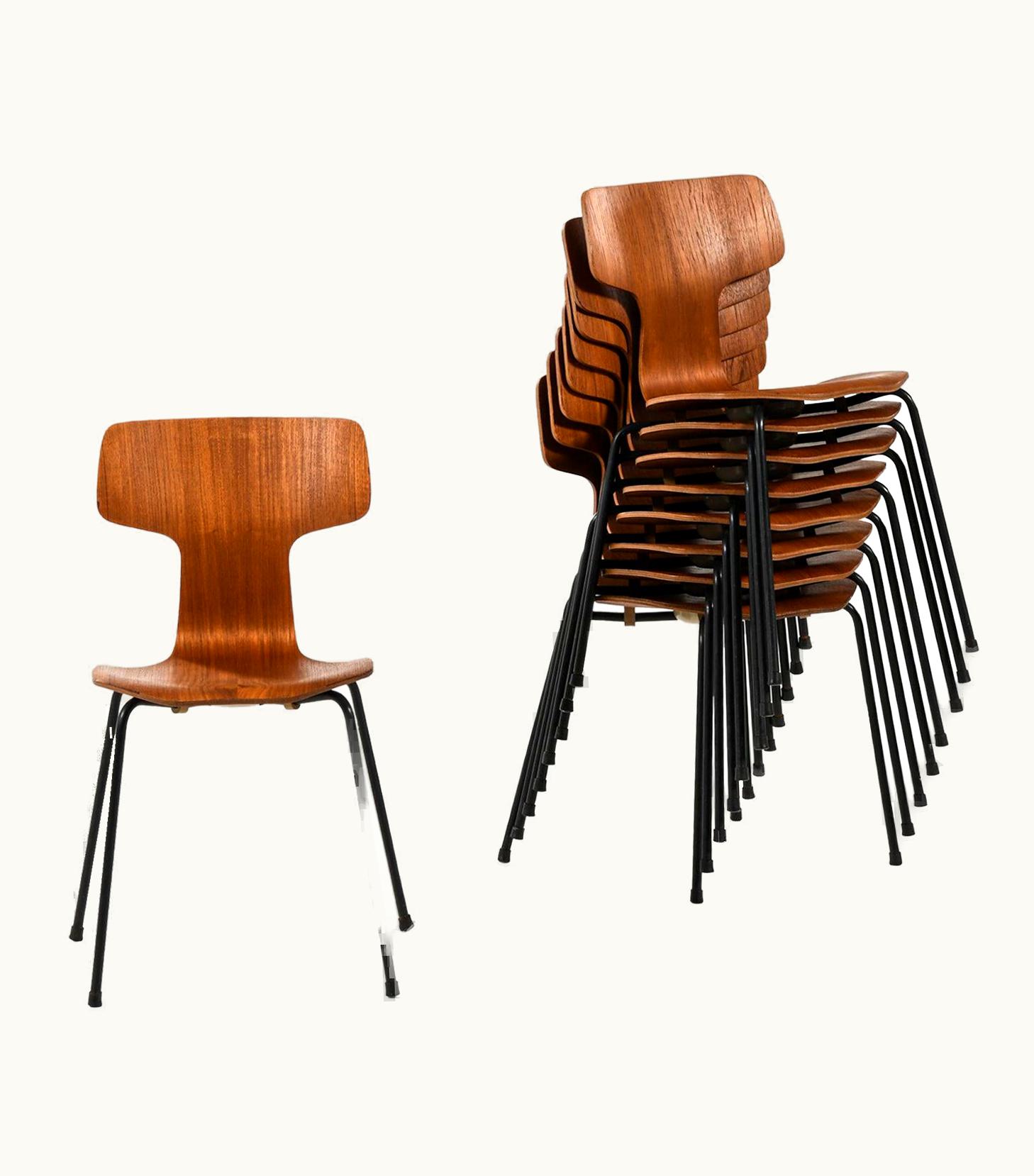 Arne Jacobsen Arne Jacobsen Dining Chairs Model 3103 / 'T' Produced By Fritz Hansen