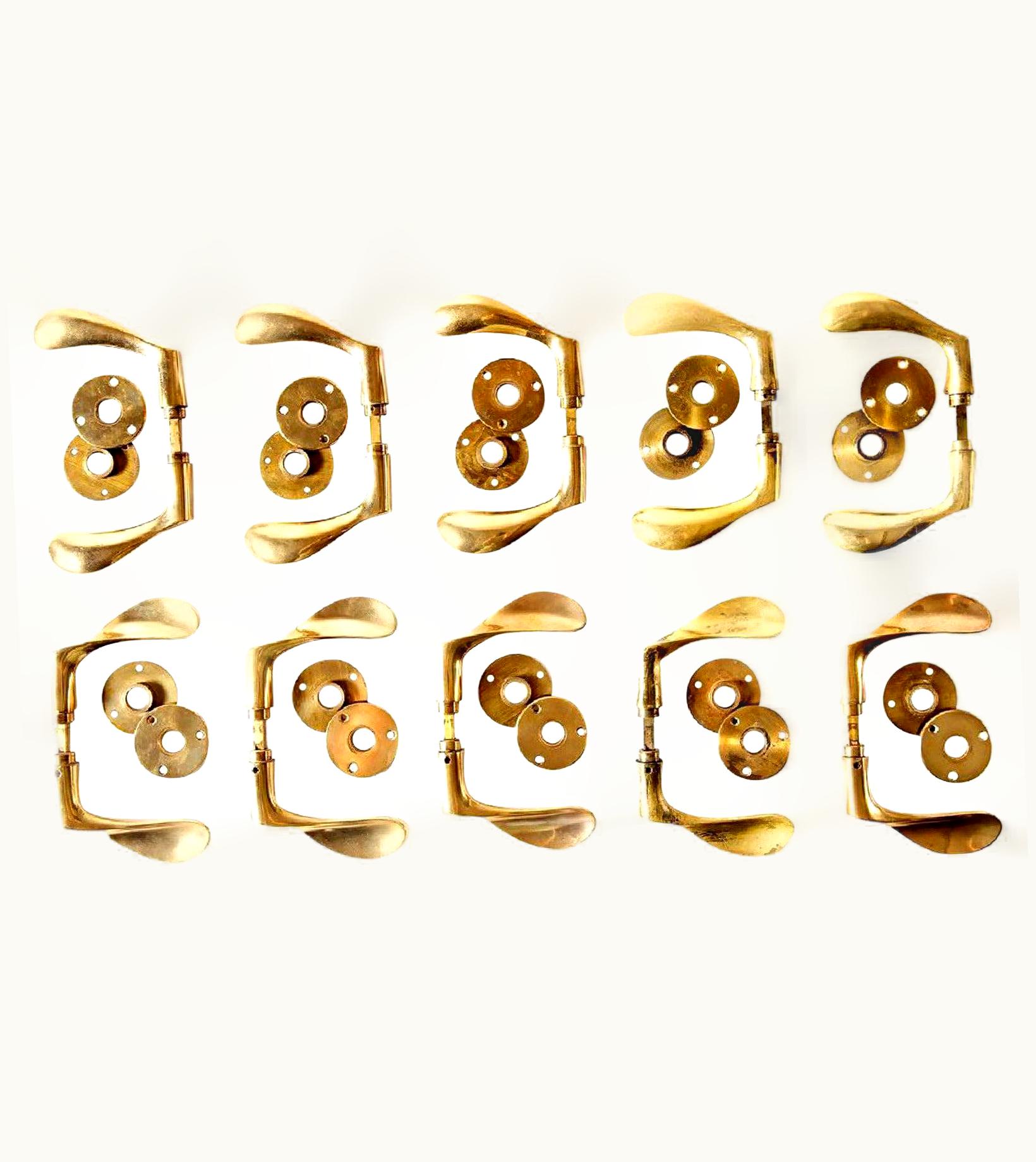 Arne Jacobsen Arne Jacobsen Brass Door Handle Sets In Solid Brass