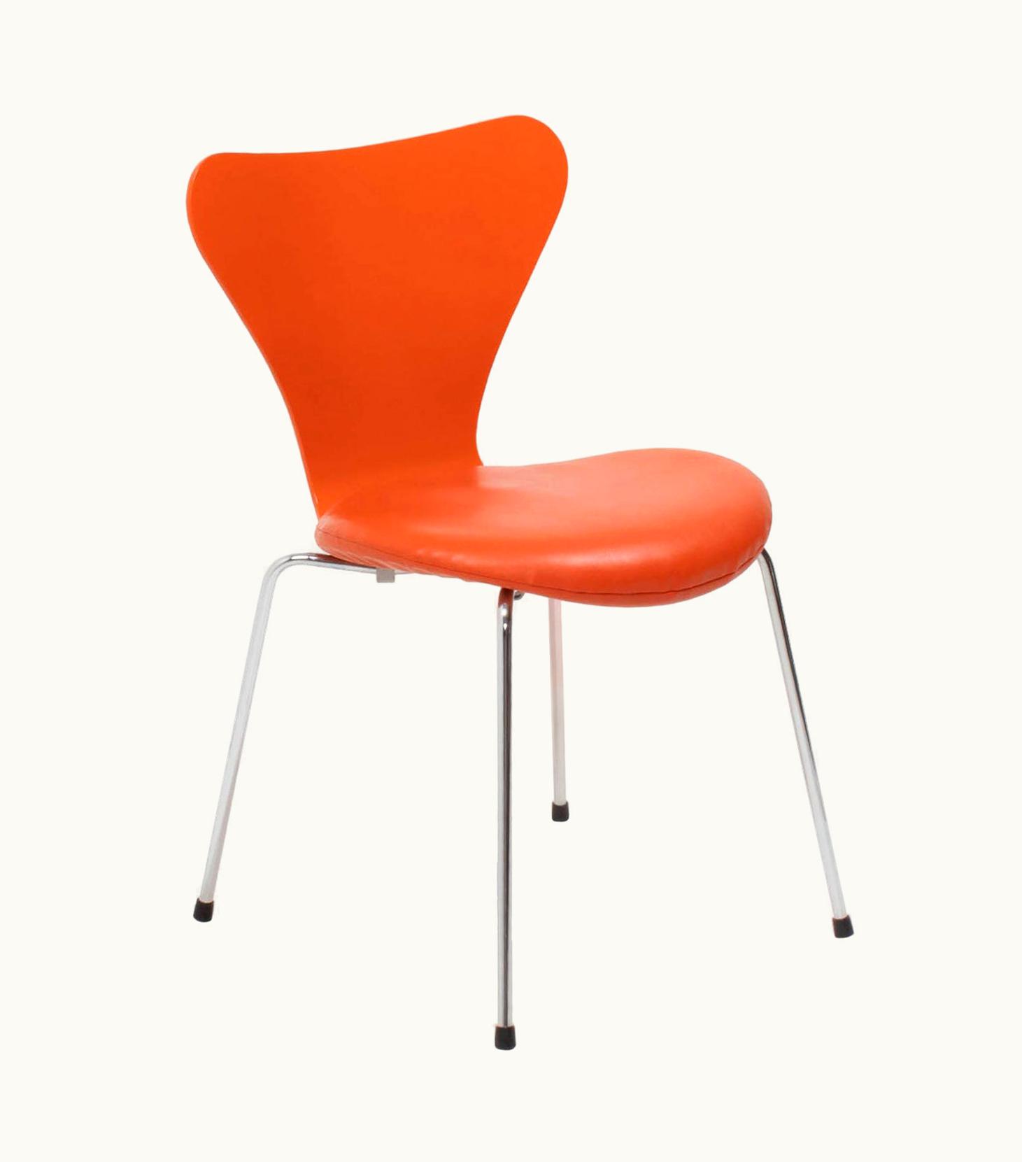 Arne Jacobsen Arne Jacobsen For Fritz Hansen Orange Leather Series 7 Dining Chair