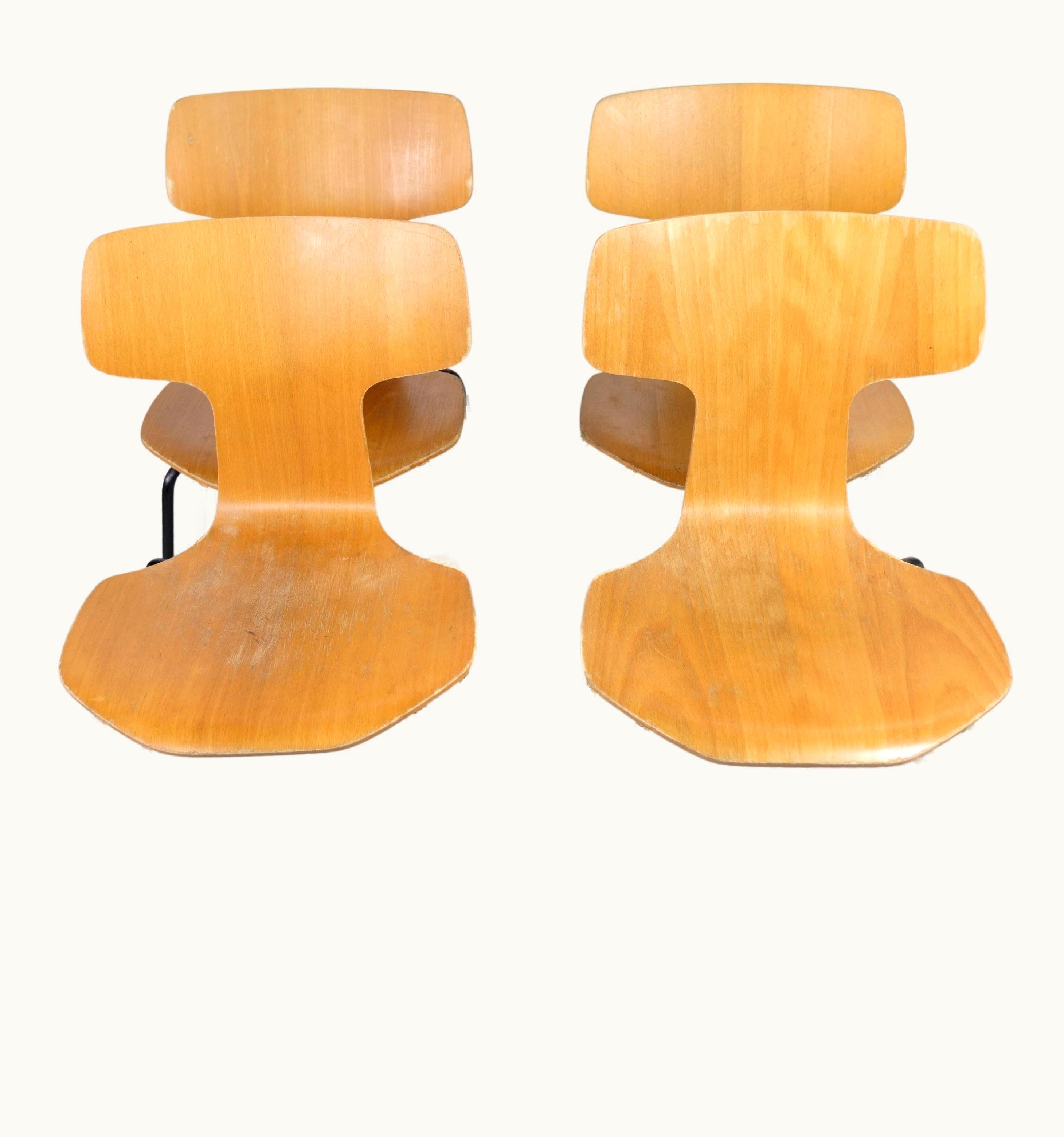 Arne Jacobsen Arne Jacobsen Set Of Four, Model 3103, 'T-Chair', By Arne Jacobsen 1902-1971, Oak, Fritz Hanse